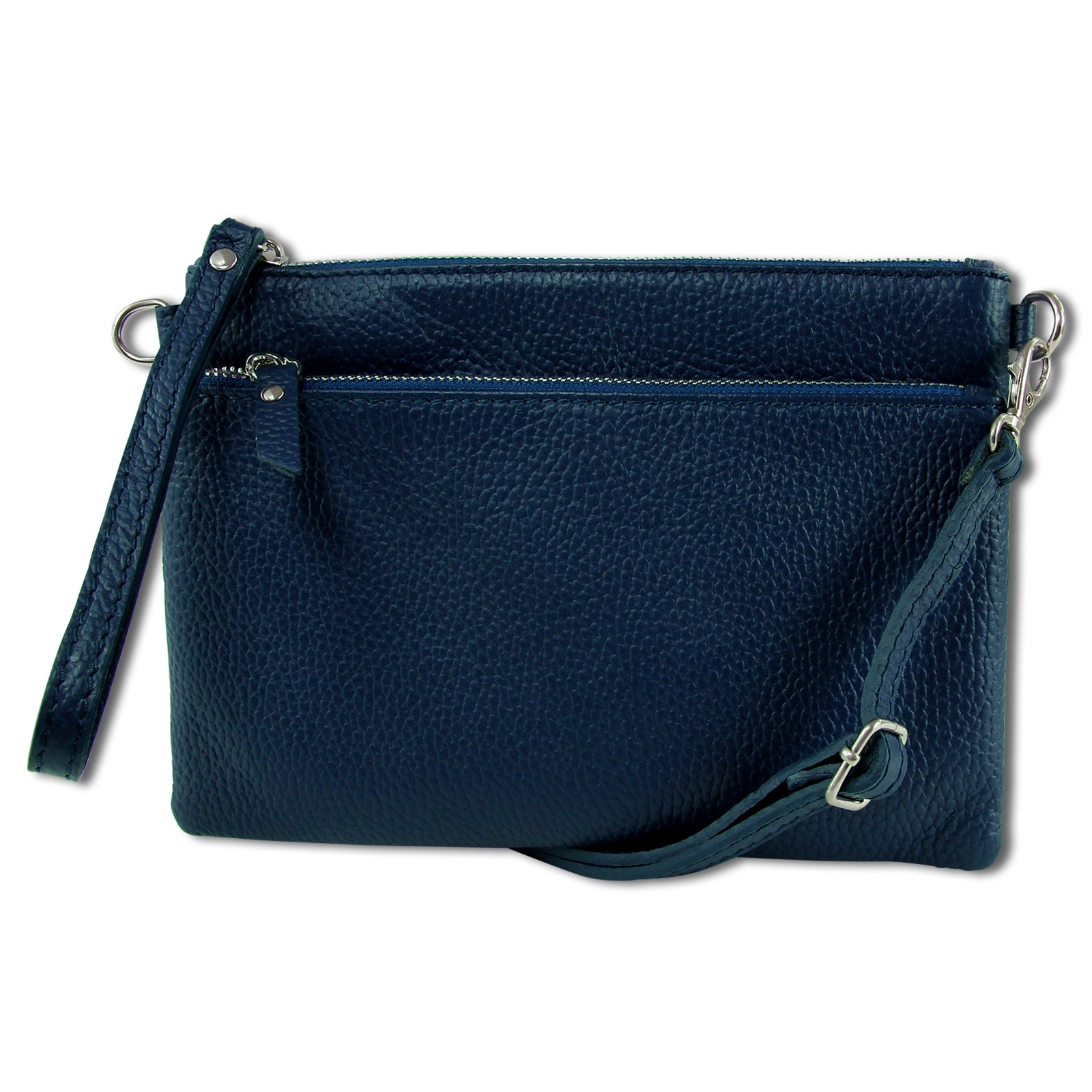 Toscanto Damen Jugend Umhängetasche Handgelenktasche Leder Tasche blau OTT816UB