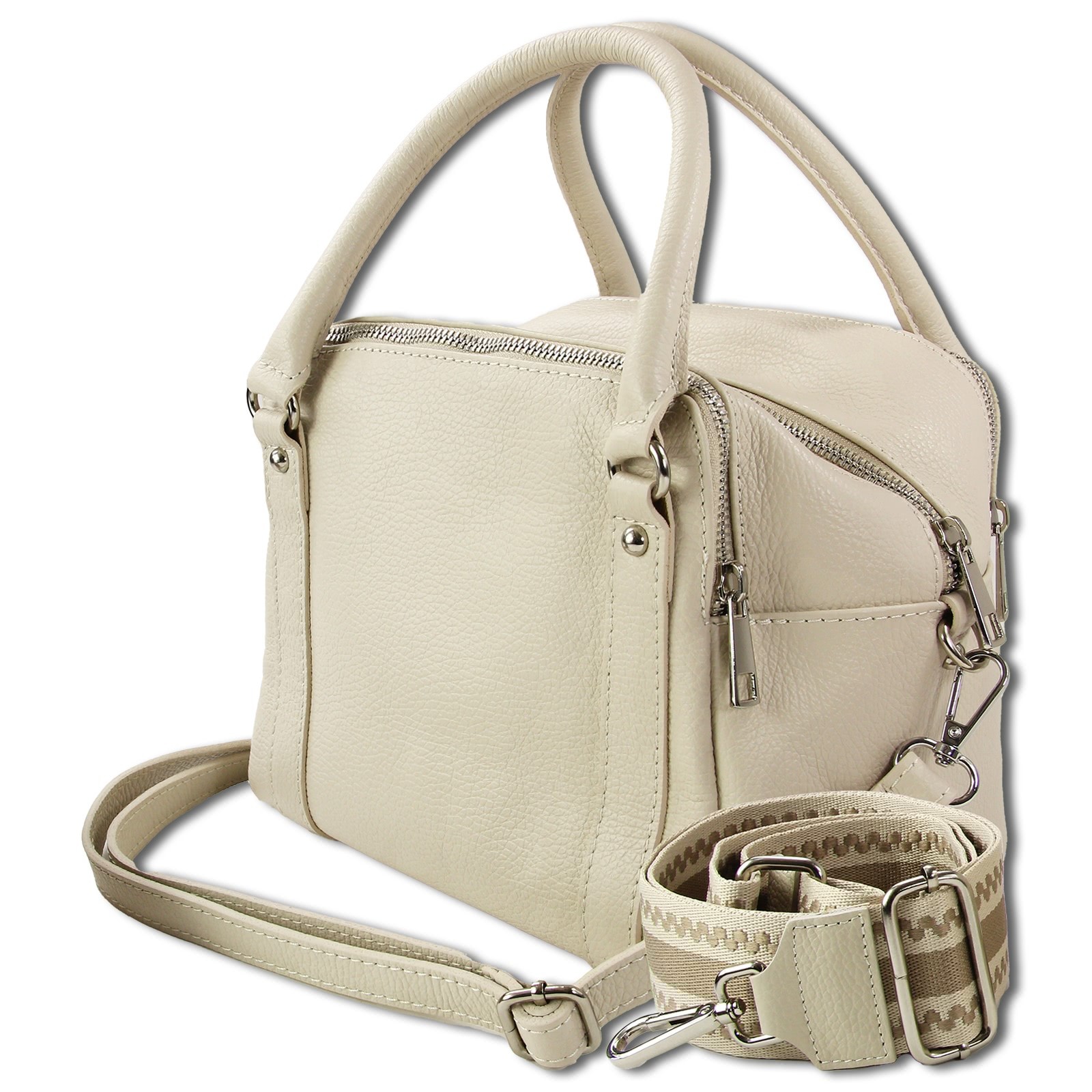 Toscanto Damen Jugend Umhängetasche Citytasche Leder Tasche beige OTT822UI