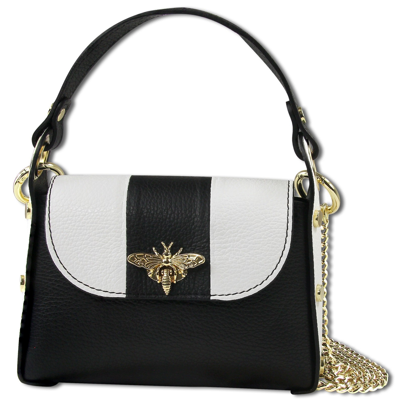 Toscanto Damen Leder Tasche schwarz weiß OTT833USW