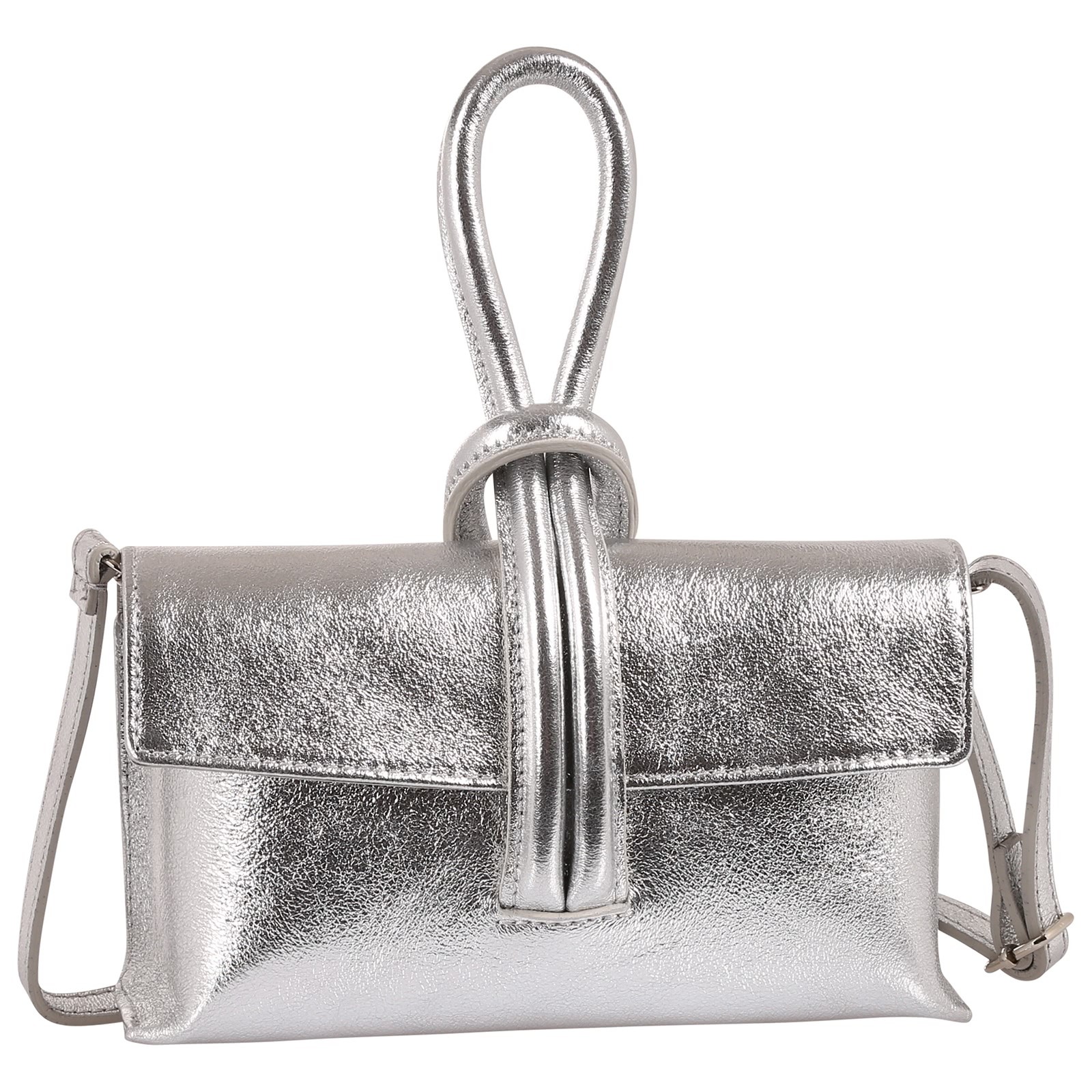 Toscanto Damen Abendtasche Umhängetasche Leder Tasche silber OTT834AJ