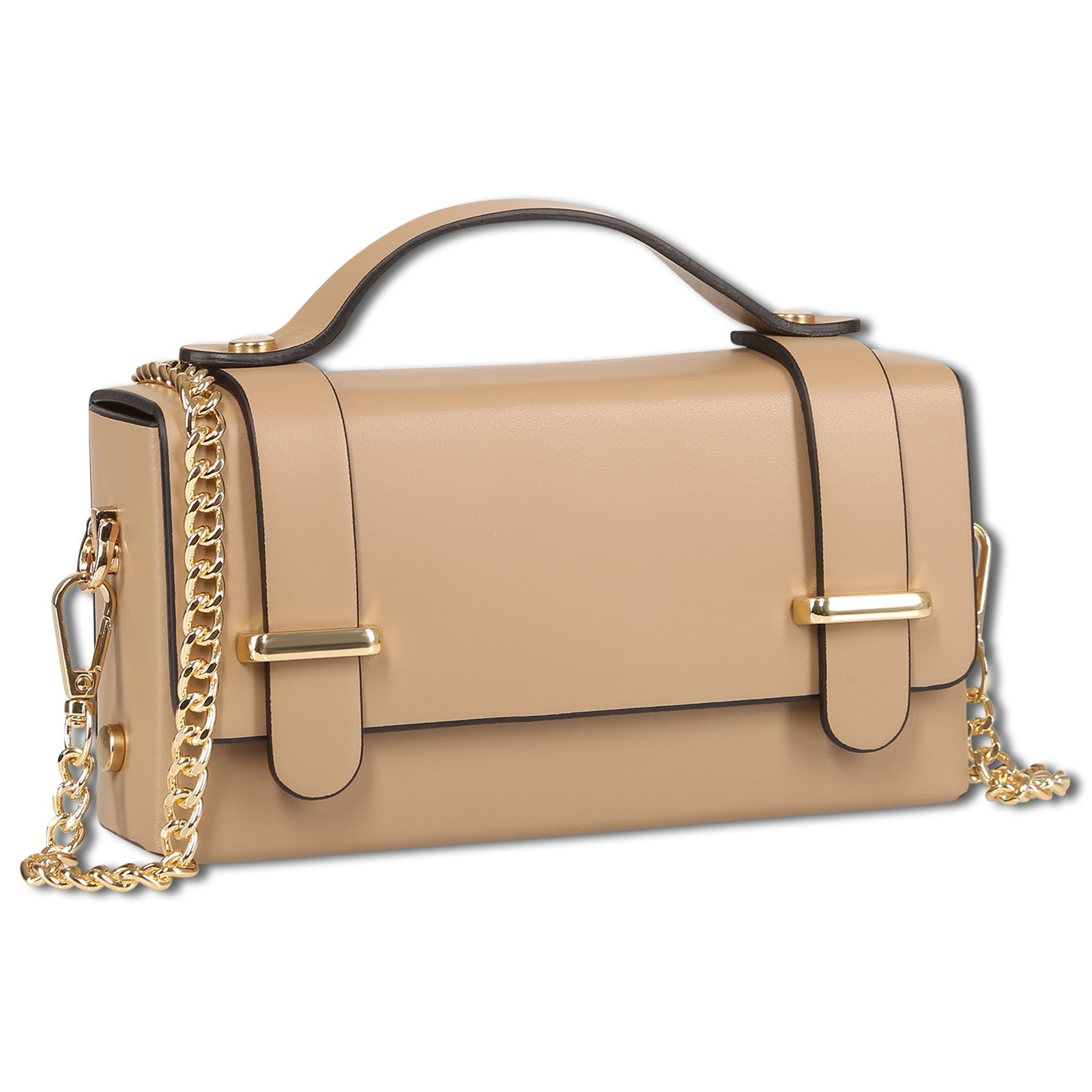 Toscanto Damen Handtasche Leder Tasche taupe dunkelbeige OTT841HI6