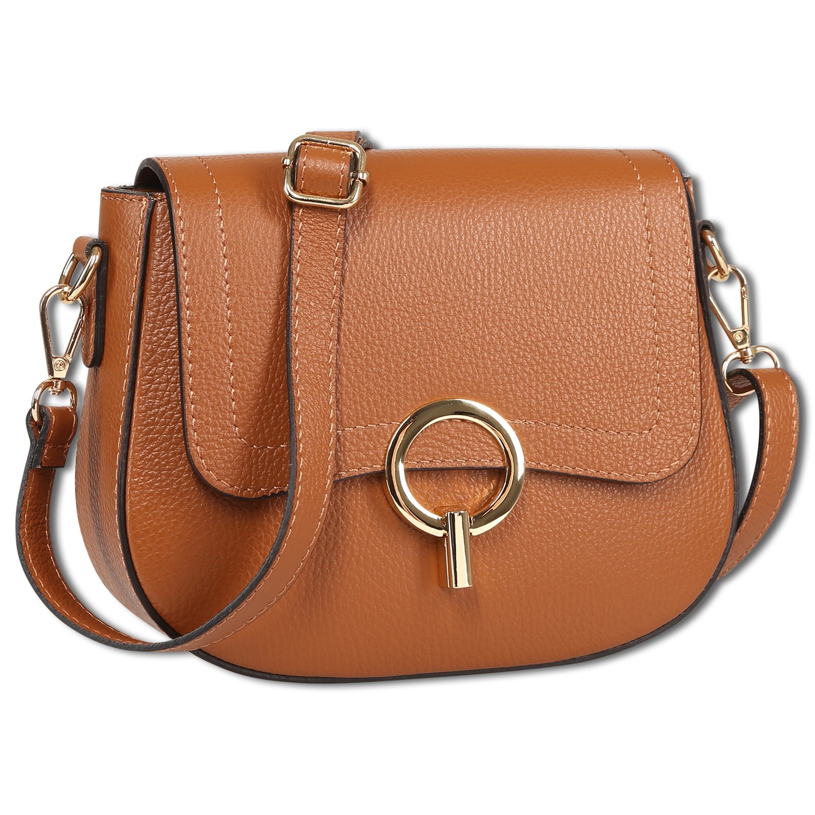 Toscanto Damen Umhängetasche Leder Tasche hellbraun OTT843UN3