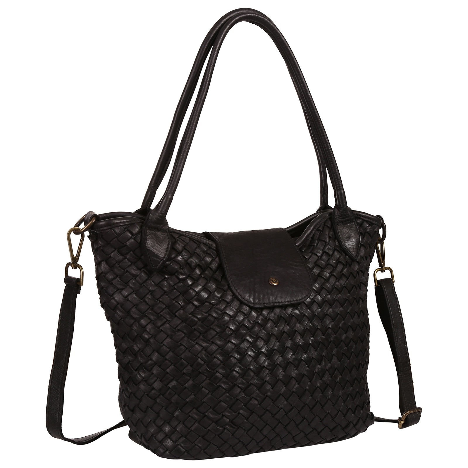 Toscanto Damen Schultertasche Leder Tasche schwarz OTT862SS1