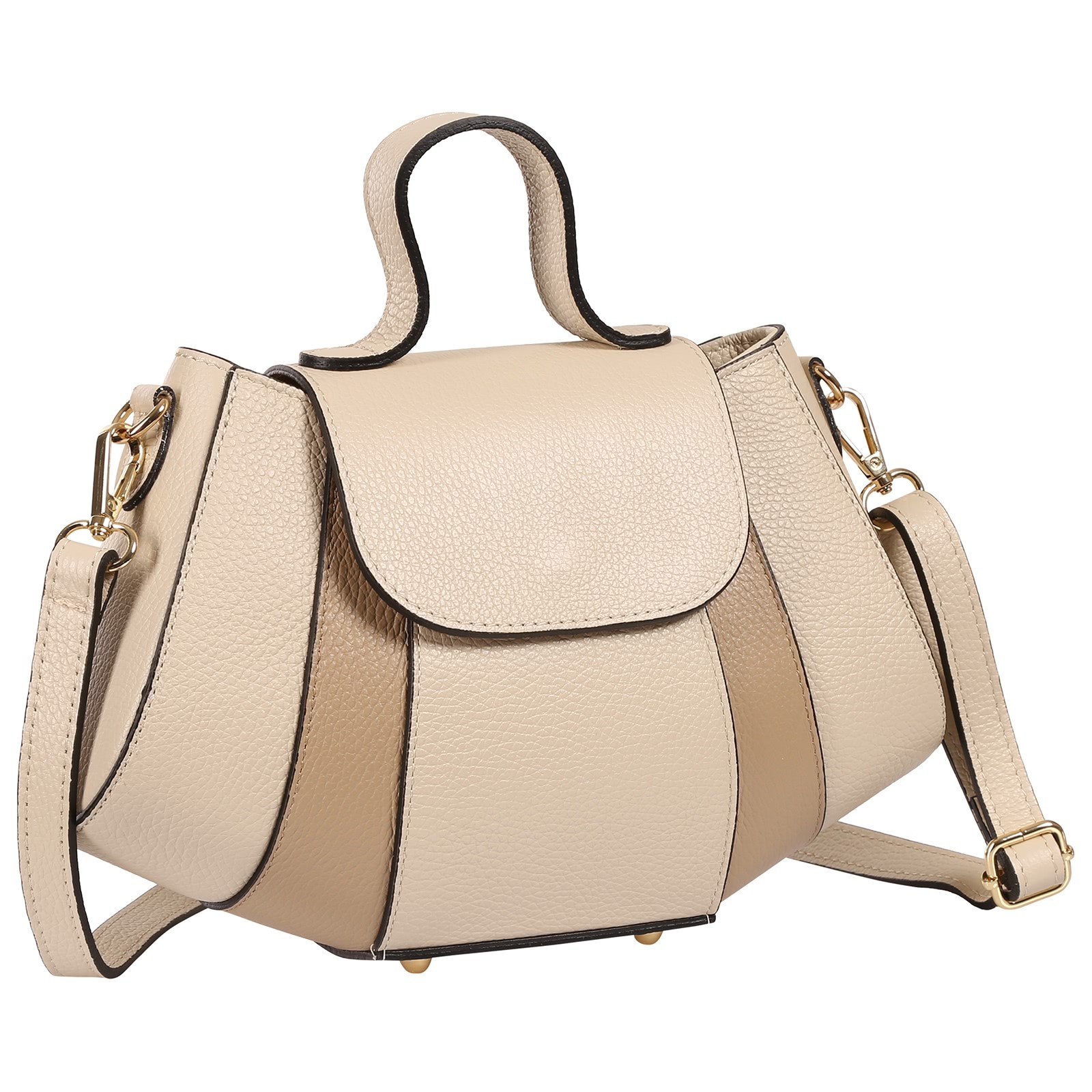Toscanto Damen Schultertasche Leder Tasche beige taupe OTT863SI5