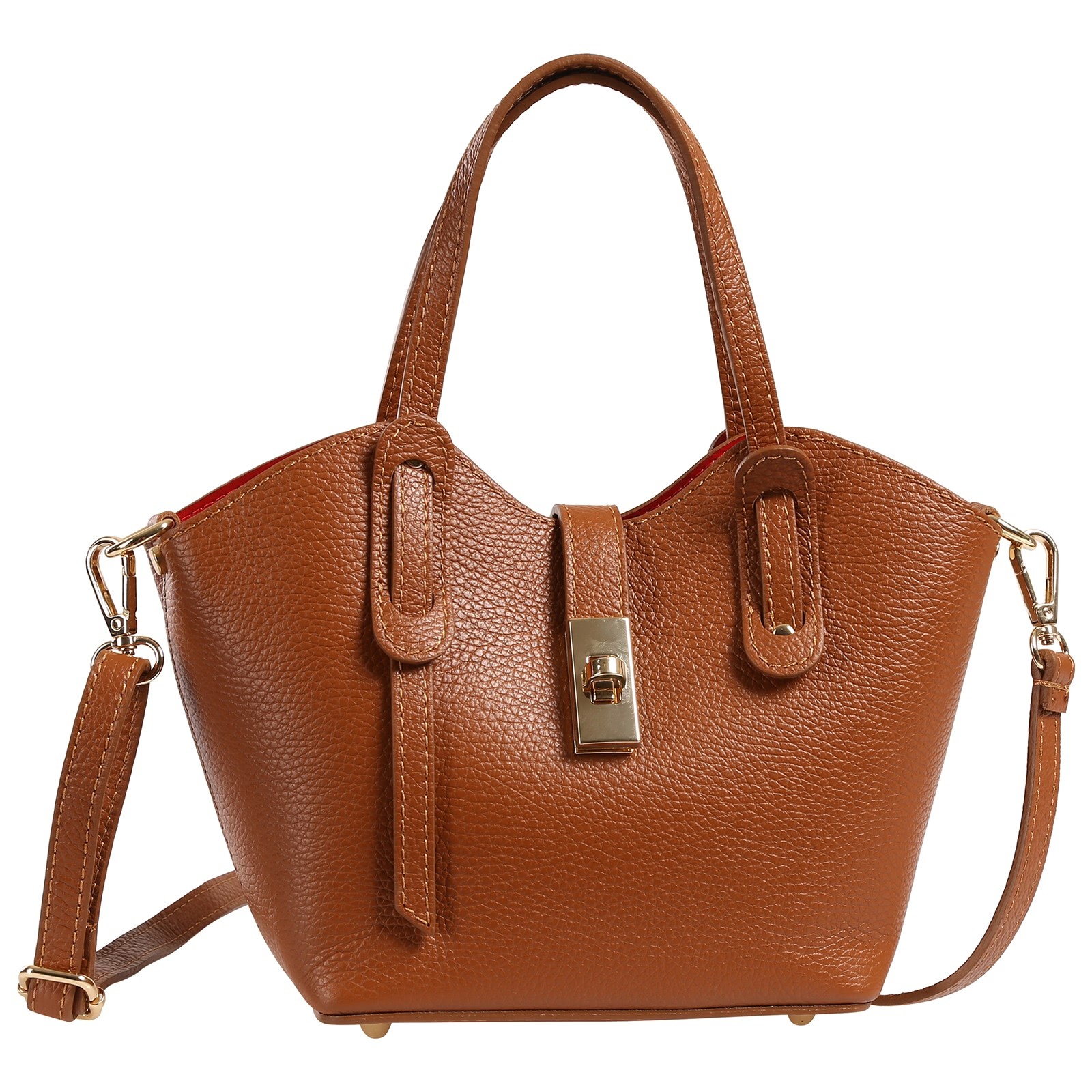 Toscanto Damen Handtasche Leder Tasche mittelbraun rot OTT870HC6