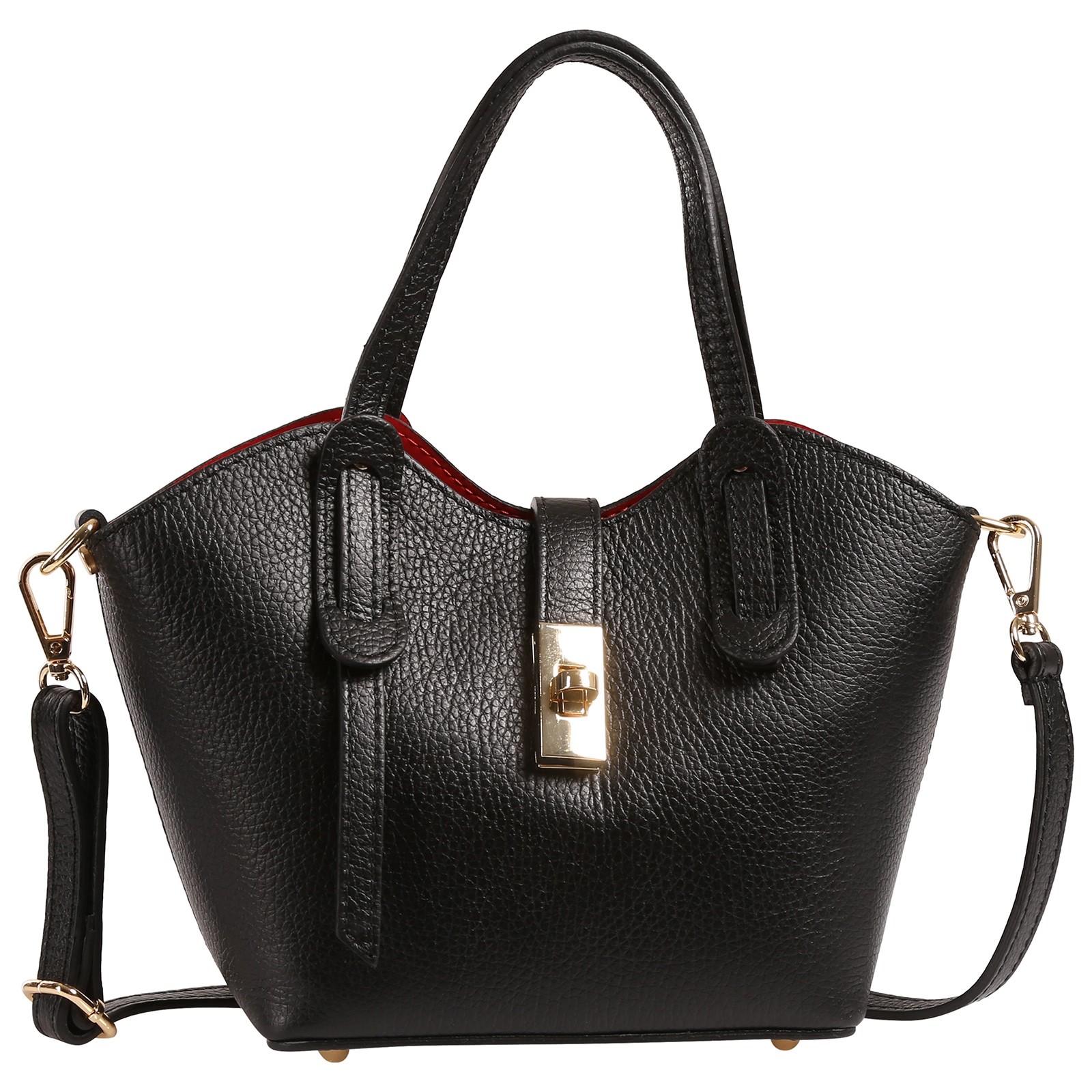 Toscanto Damen Handtasche Leder Tasche schwarz rot OTT870HS1