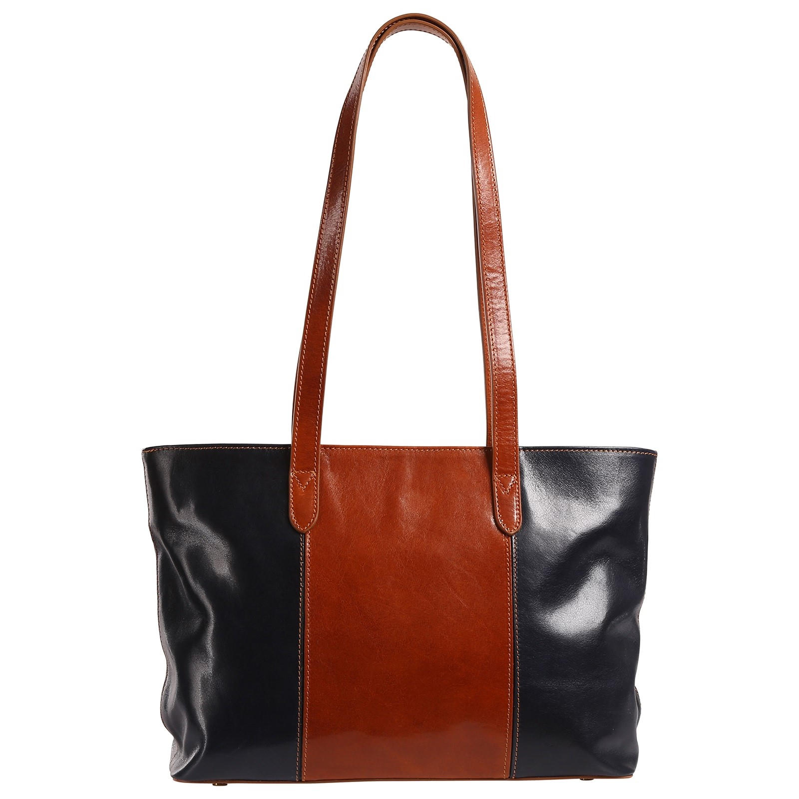 Toscanto Damen Schultertasche Leder Tasche dunkelblau braun OTT879SB6