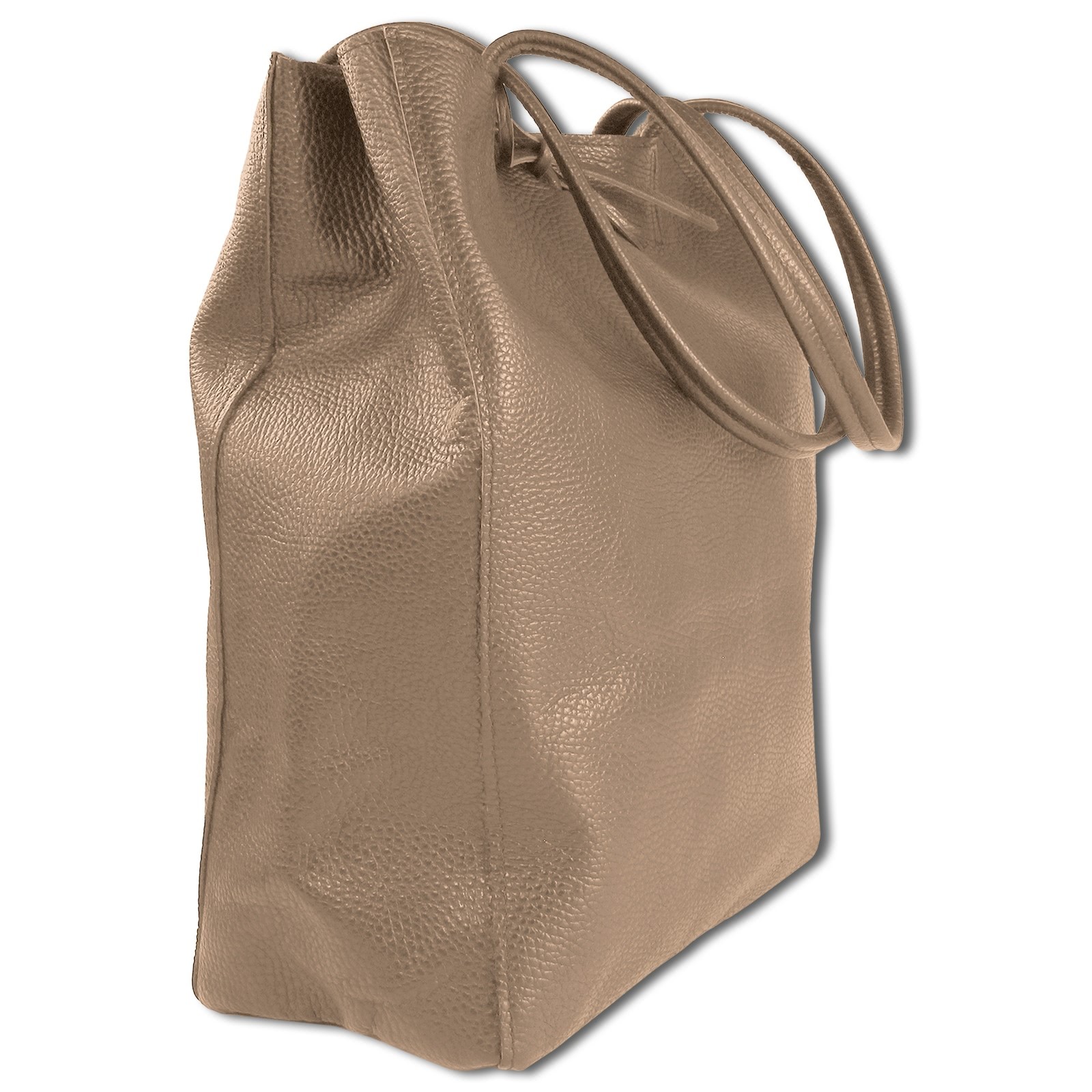 Toscanto Damen Shopper Leder Tasche taupe dunkelbeige OTTM107SN