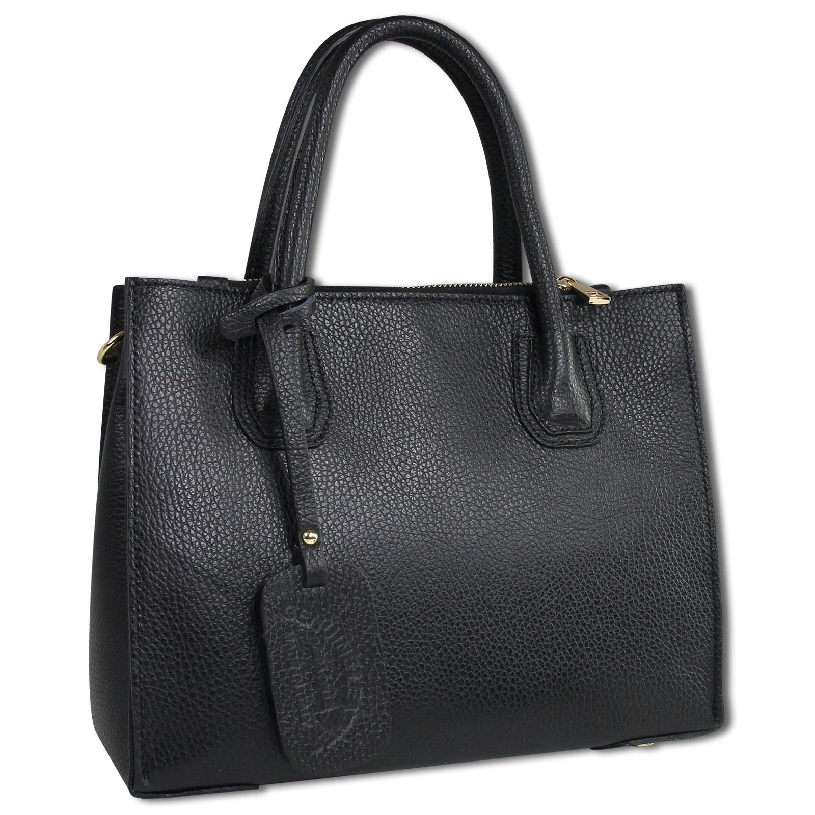 Toscanto Damen Handtasche Schultertasche Leder Tasche schwarz OTTM110SS