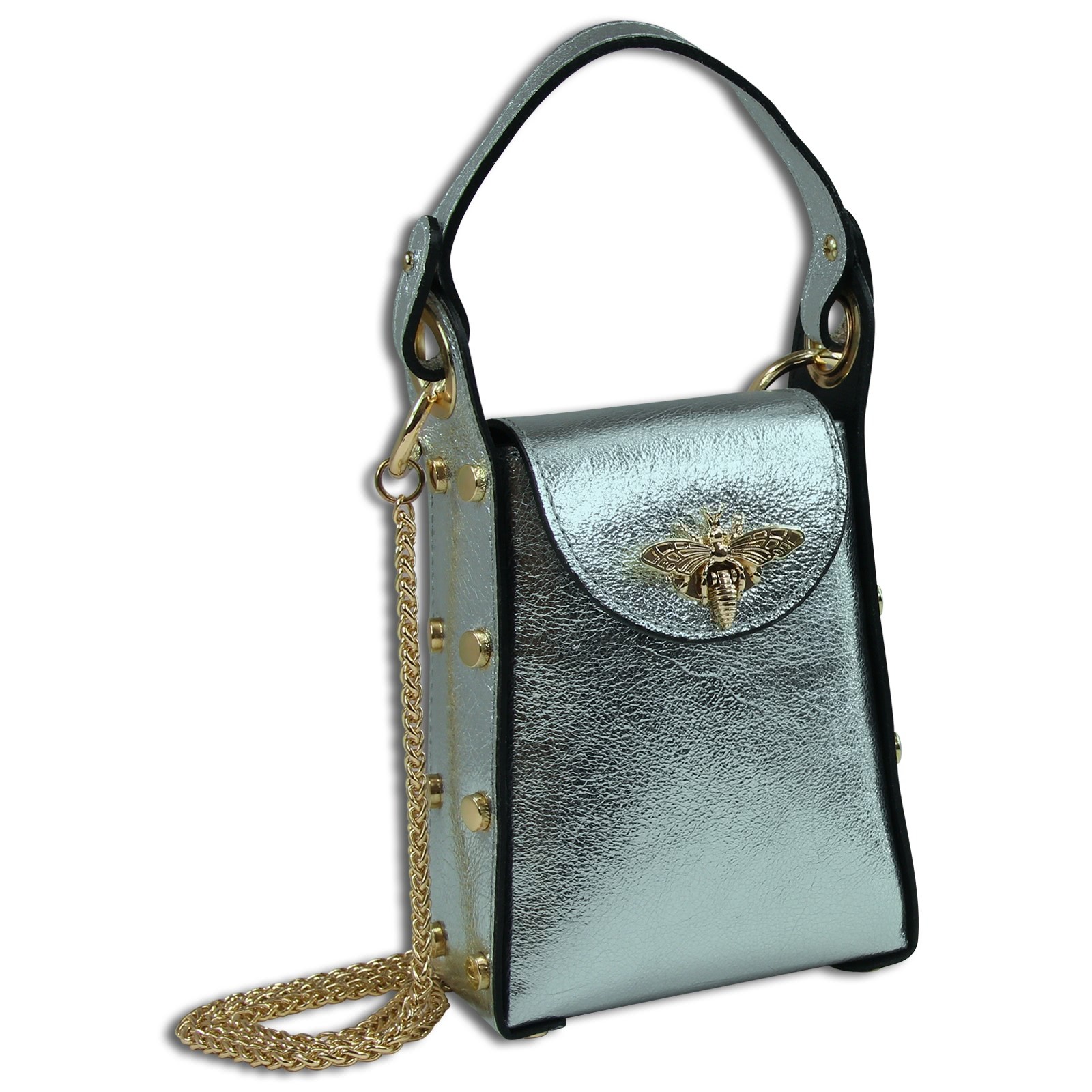 Toscanto Damen Leder Tasche silbergrau metallic OTTM802UK