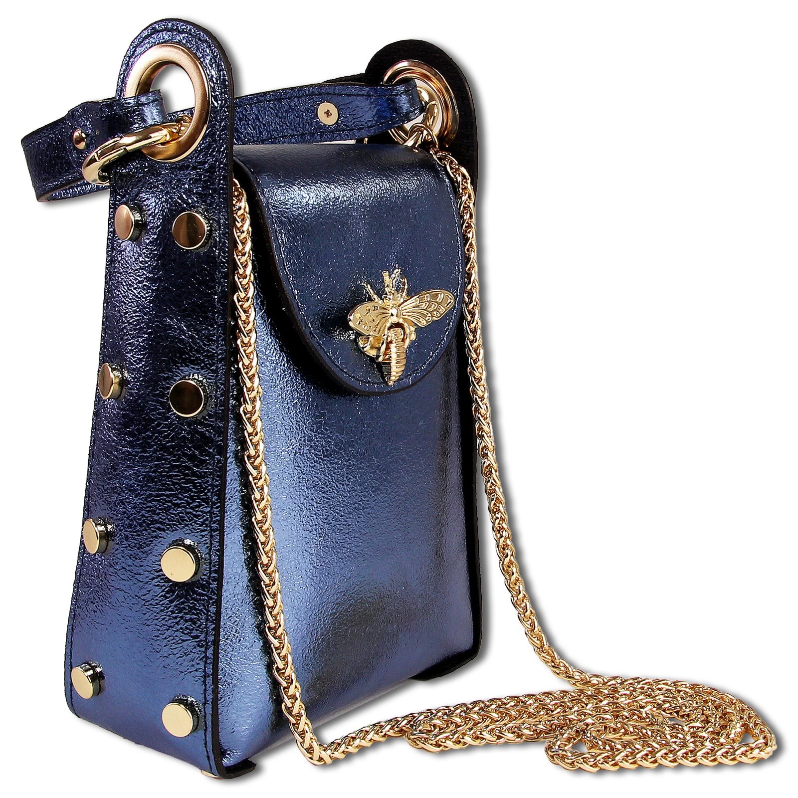 Toscanto Damen Leder Tasche blau metallic OTTM802UM