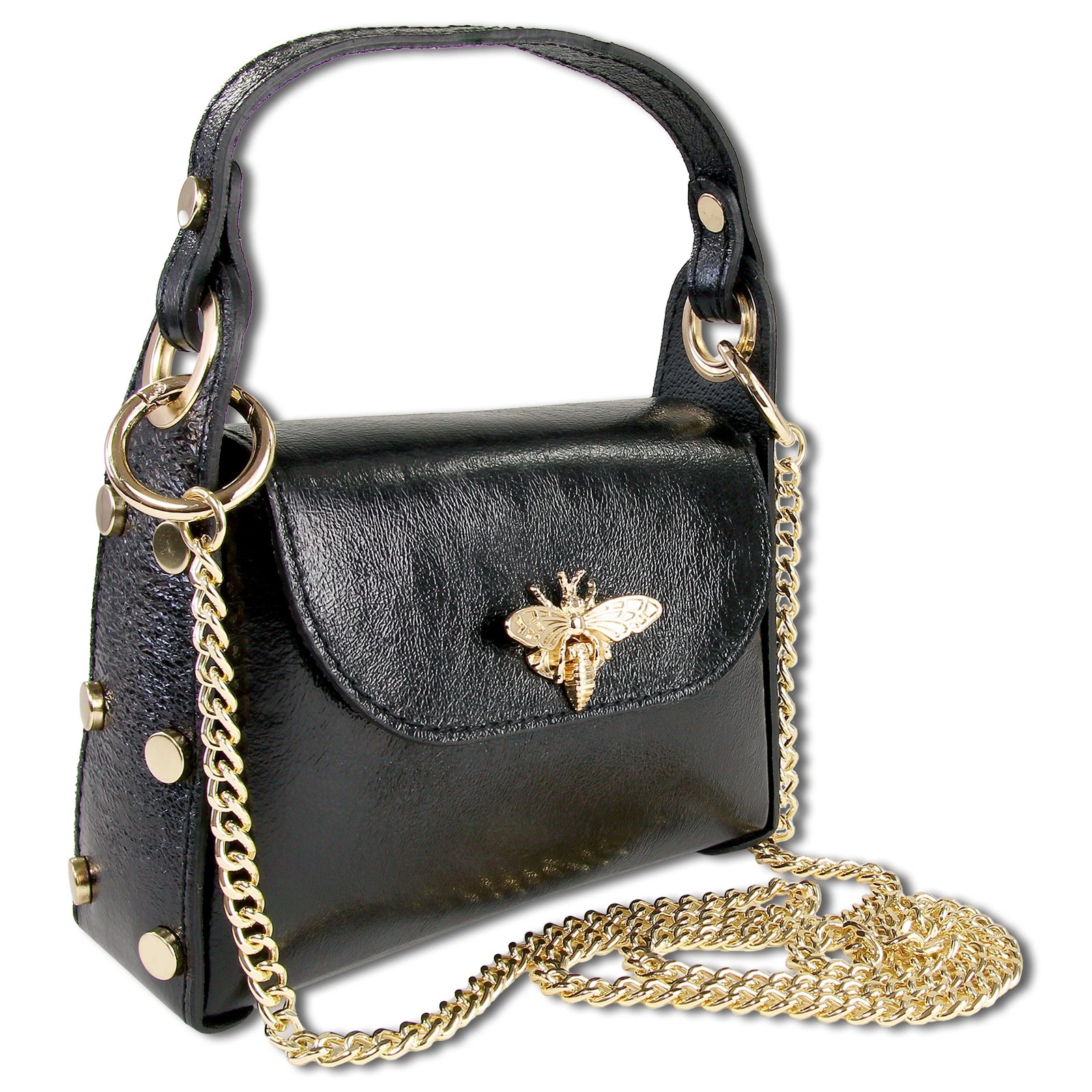 Toscanto Damen Leder Tasche schwarz metallic OTTM805UM