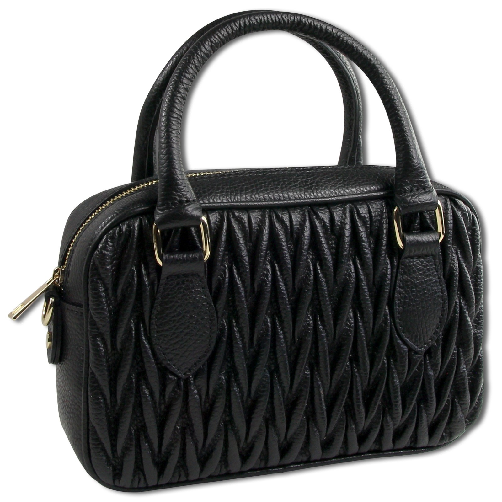 Toscanto Damen Handtasche Schultertasche Leder Tasche schwarz OTTM815SS