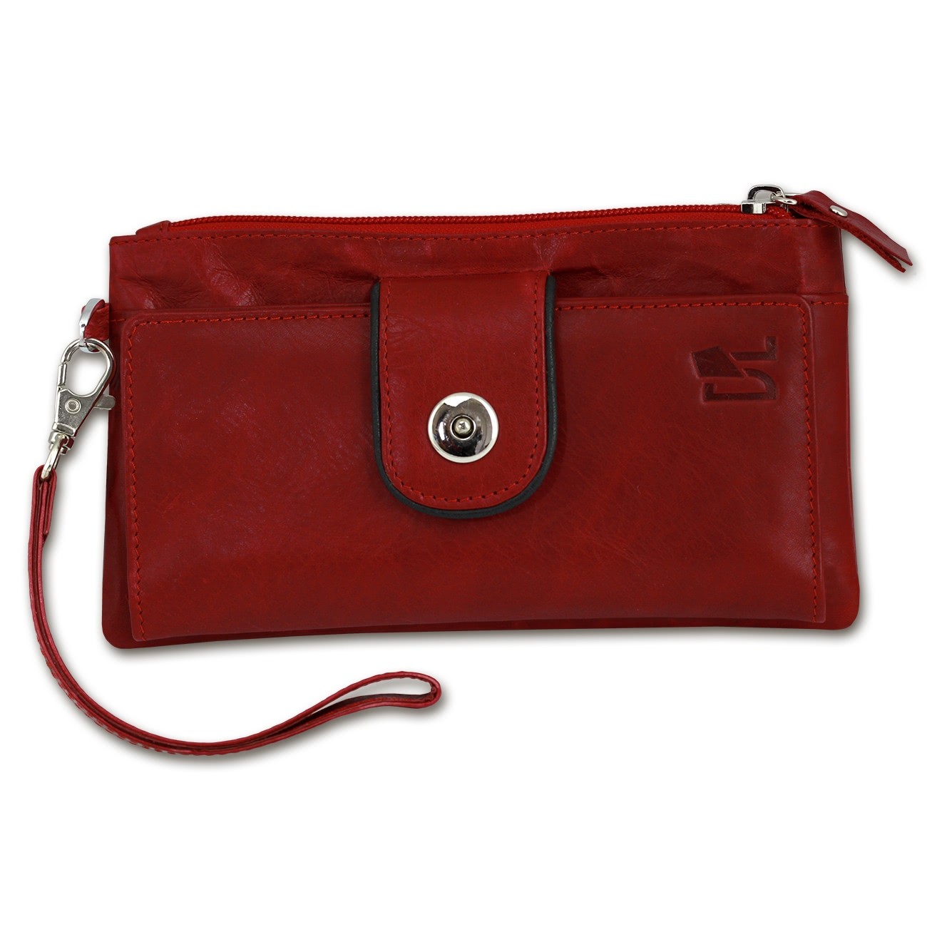 DrachenLeder 3in1 Geldbörse Handyhülle Clutch echtes Leder rot Wristlet OTZ500R