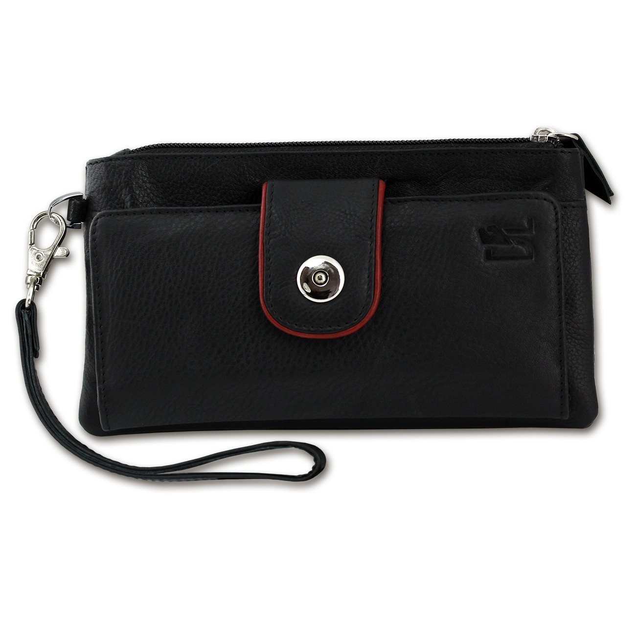 DrachenLeder 3in1 Handyhülle Clutch Leder schwarz Wristlet OTZ500S