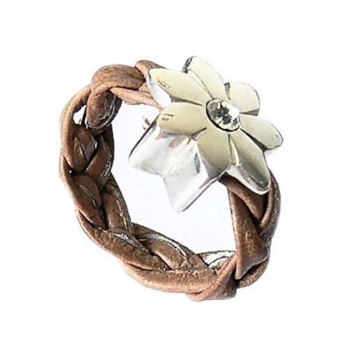 SilberDream 925 Silber Leder Ring Blume cognac Schmuck RXL21