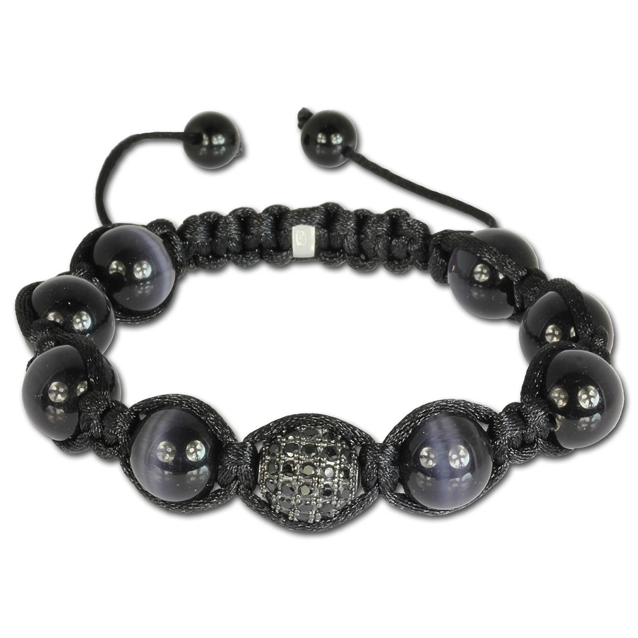 SilberDream Shamballa Armband Zirkonia schwarz 925 Silber Kugel SDA036S