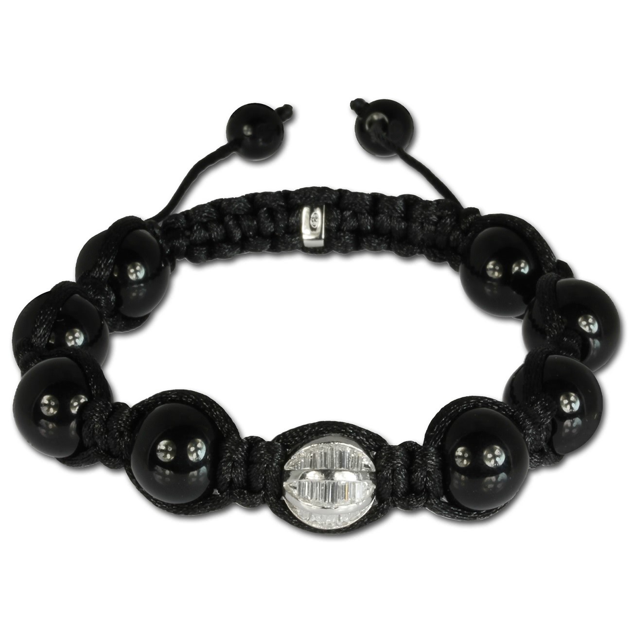 SilberDream Shamballa Armband schwarz 925 Silber Kugel SDA037W