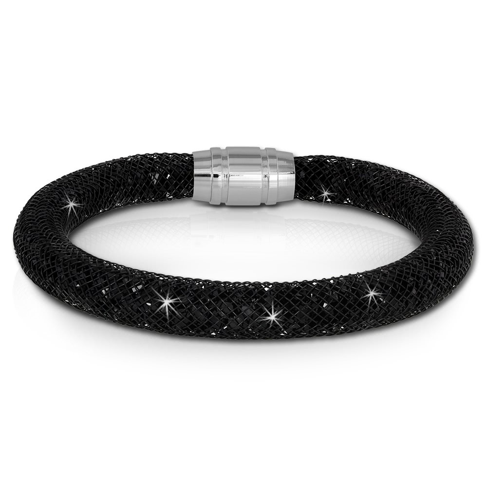 SilberDream Glitzerarmband Minikristalle schwarz 20cm Armband Damen SDA050S0