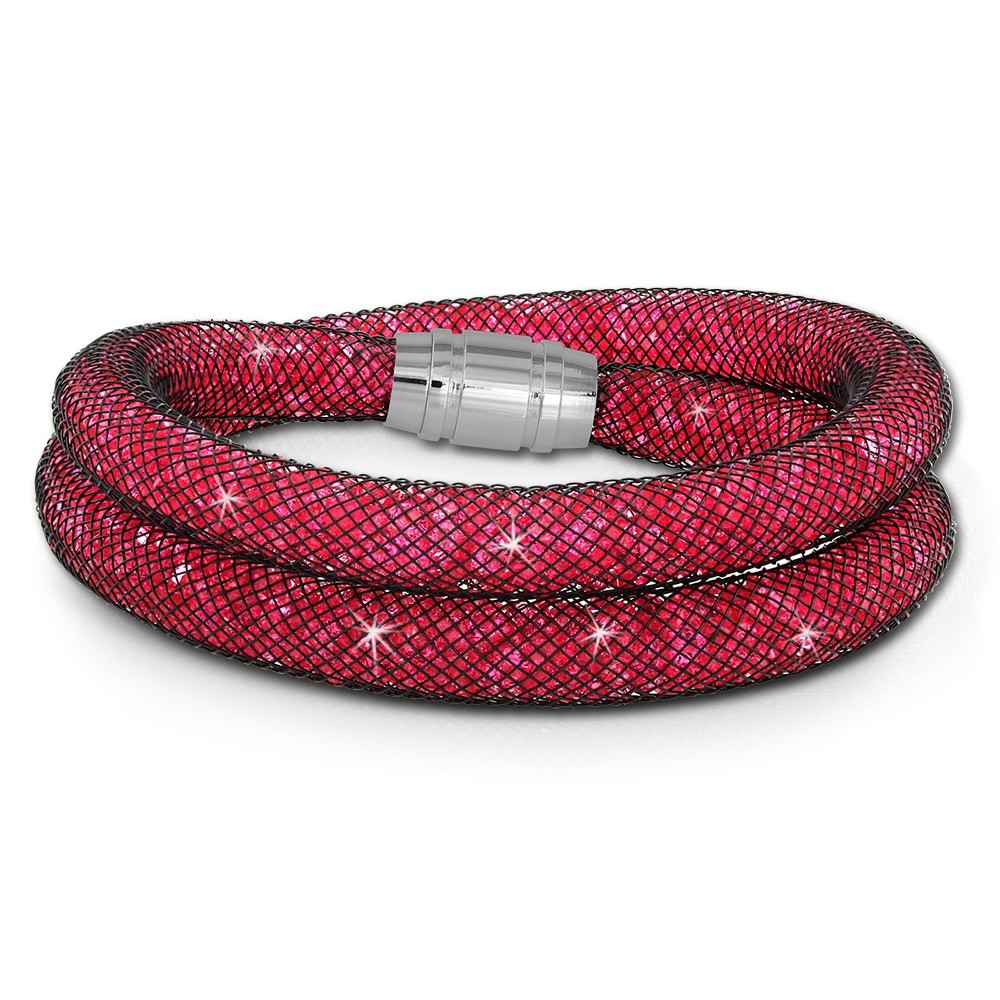 SilberDream Glitzerarmband Minikristalle fuchsia Doppelarmband Damen SDA051P9