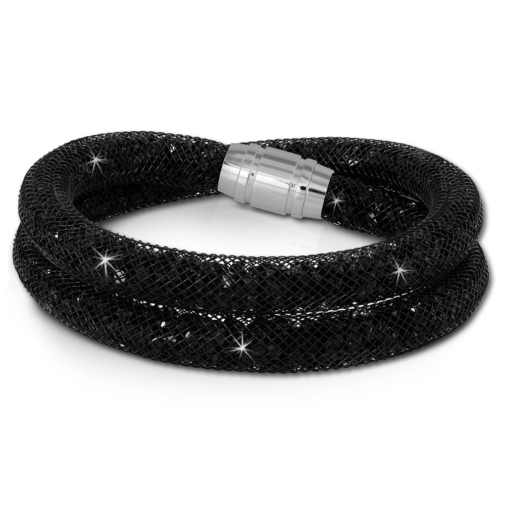 SilberDream Glitzerarmband Minikristalle schwarz Doppelarmband Damen SDA051S9