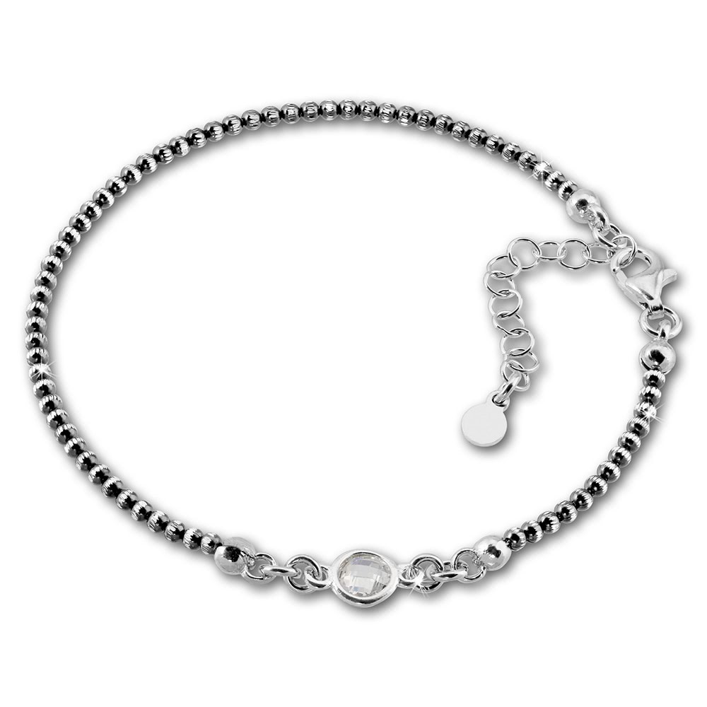 SilberDream Armband Zirkonia 18-21cm geschwärzt diamantiert 925 Silber SDA1018K