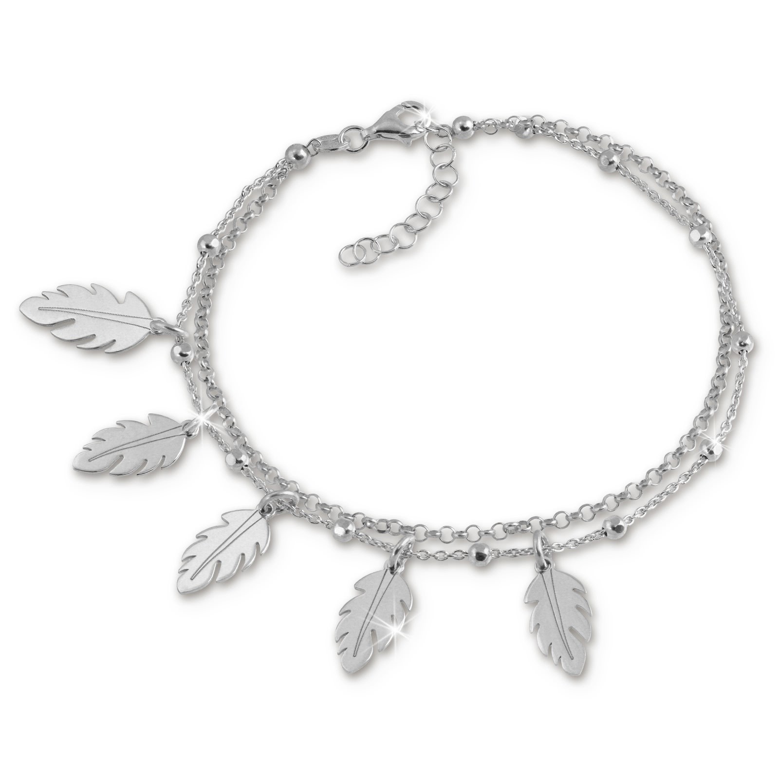 SilberDream Doppel-Armband Blätter 925 Sterling Silber Damen 18-21cm SDA1158J