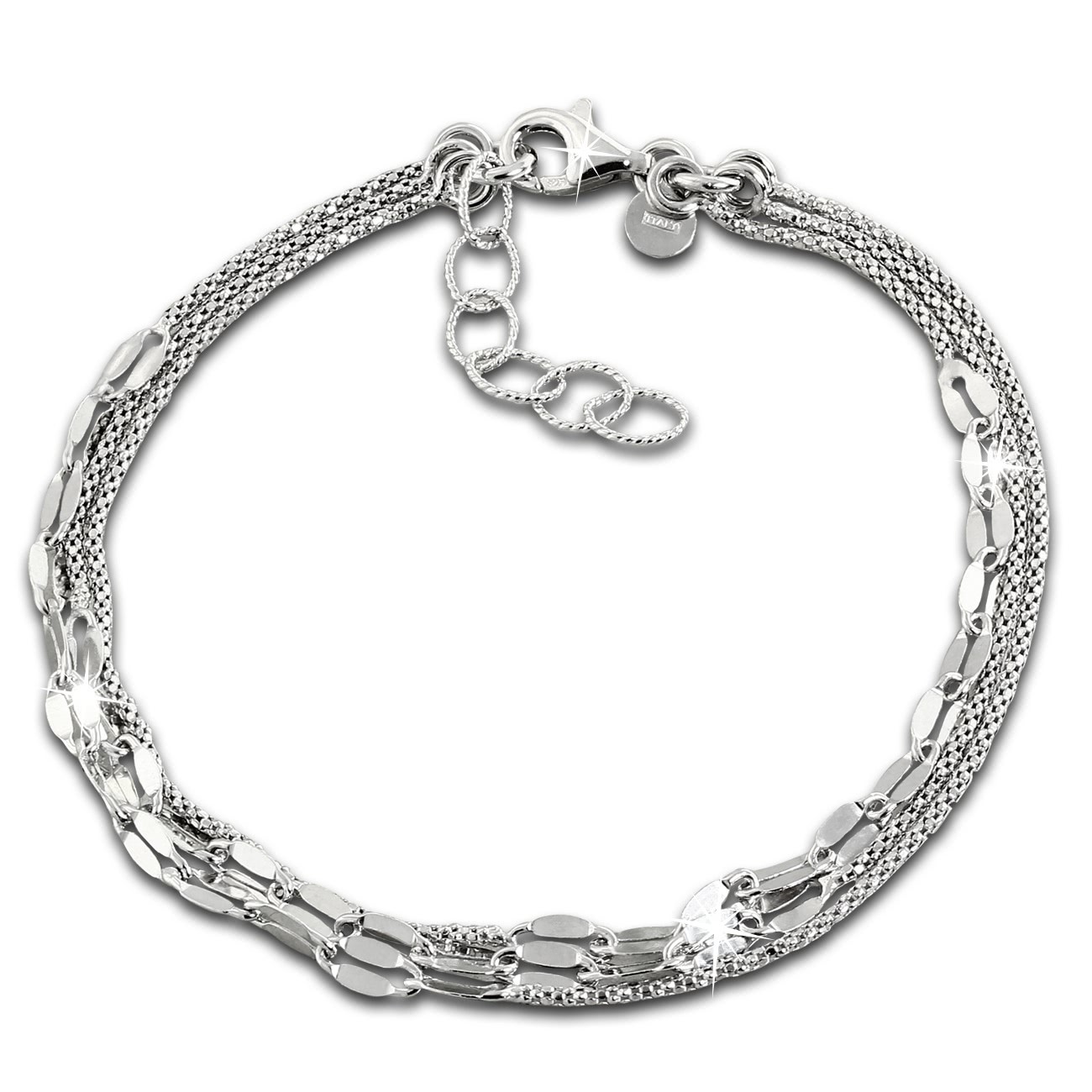 SilberDream Armband Plättchen 925 Sterling Silber Damen 18cm - 21cm SDA1208J