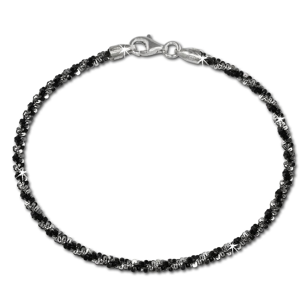 SilberDream Armband gedreht schwarz 20cm 925 Silber Damen SDA2030S