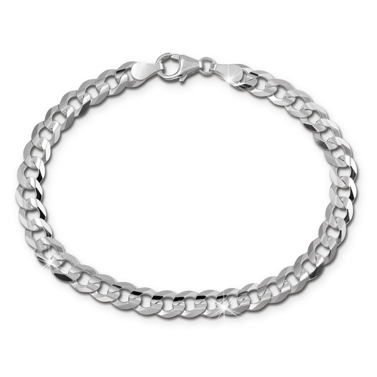 SilberDream Armband Panzer facettiert 19cm 925 Sterling Silber Unisex SDA2499J