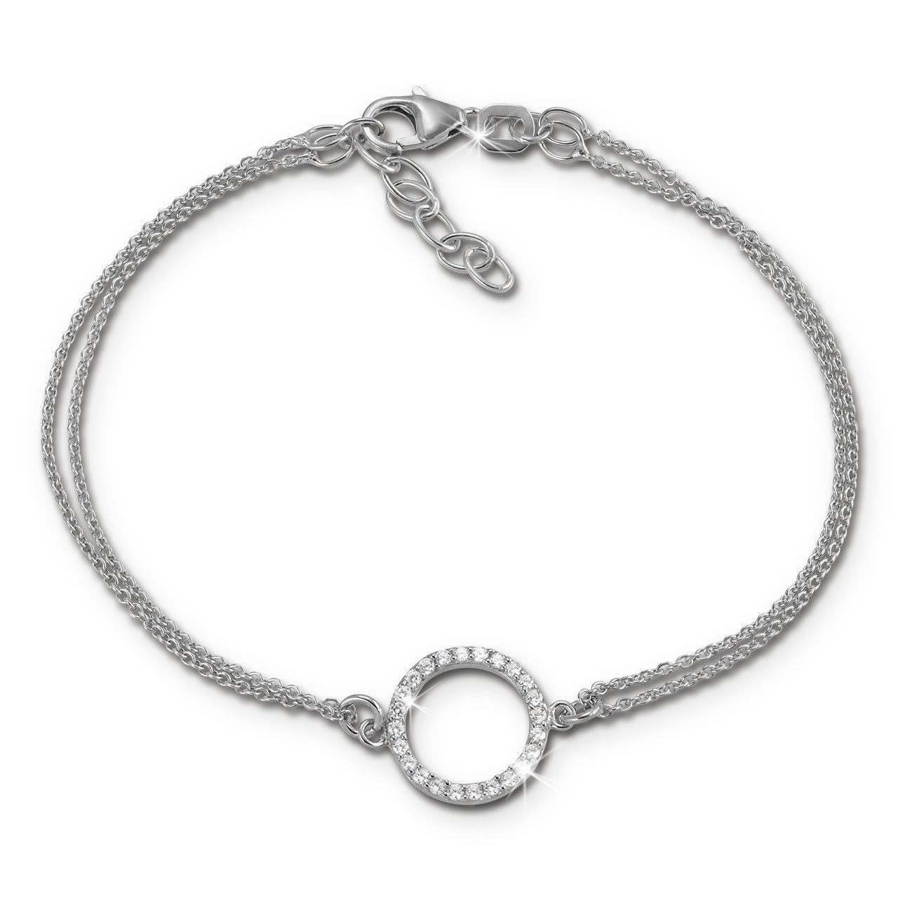 SilberDream Armband rund Zirkonia weiß 17cm - 19cm 925er Silber Damen SDA2587J