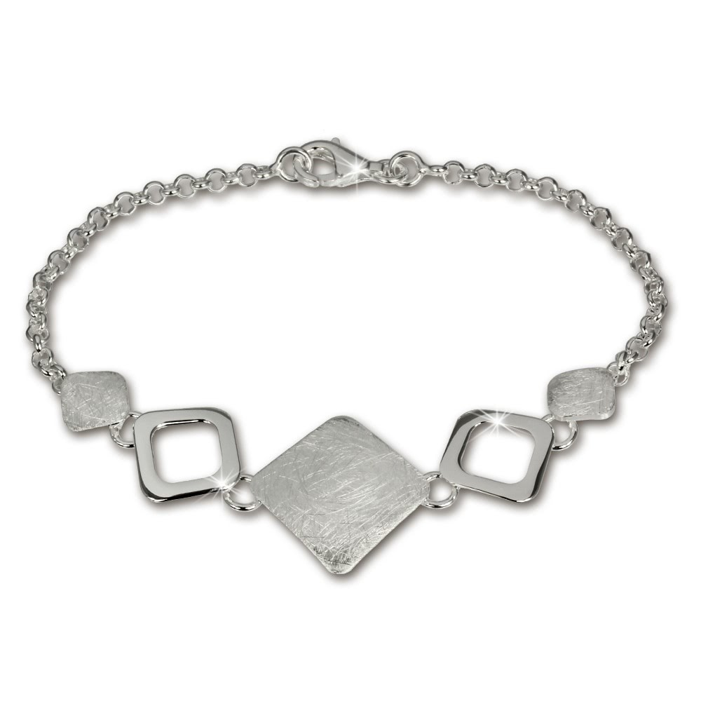 SilberDream Armband Karo matt/glänzend 925 Sterling Silber 18,5cm SDA409