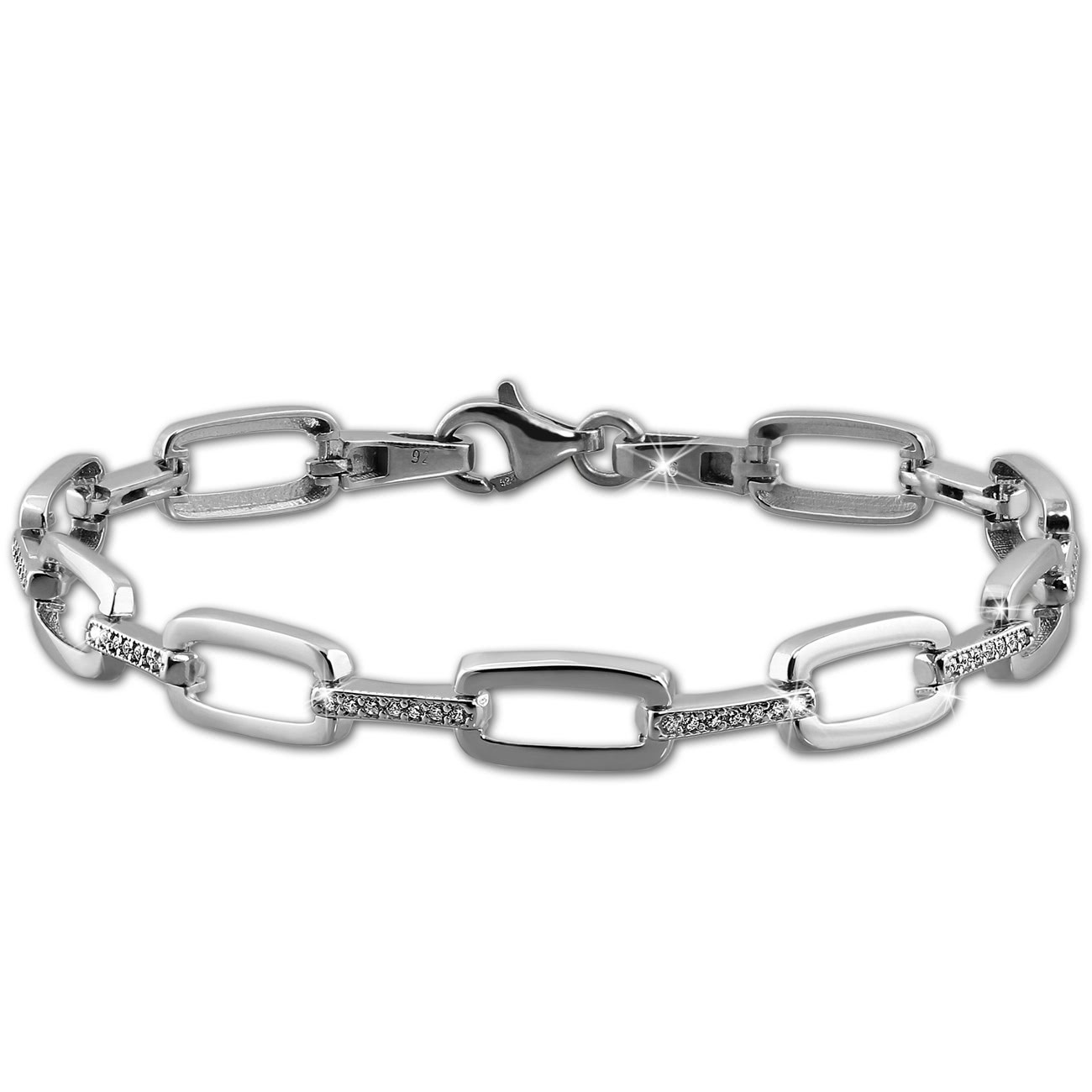 SilberDream Armband Zirkonia weiß 925er Silber 19cm Damen SDA445W