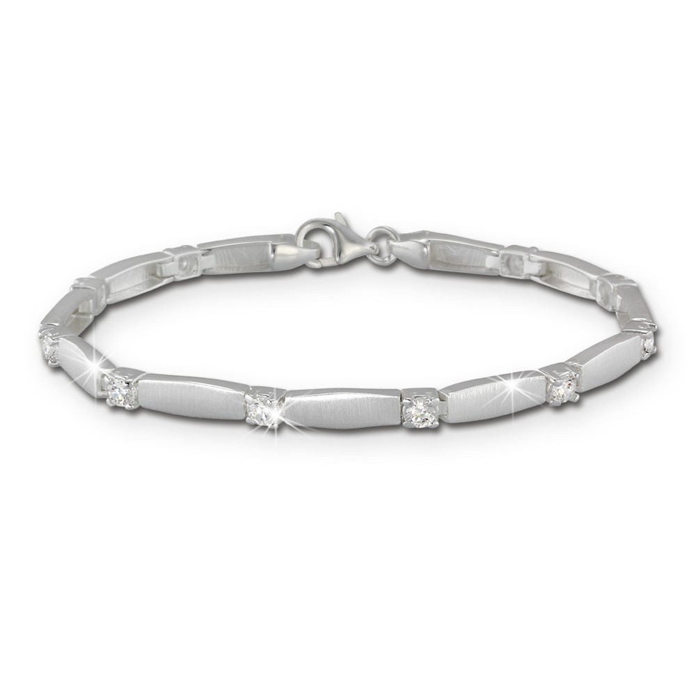 SilberDream Armband matt Zirkonia weiß 925er Silber 18,8cm Damen SDA447W