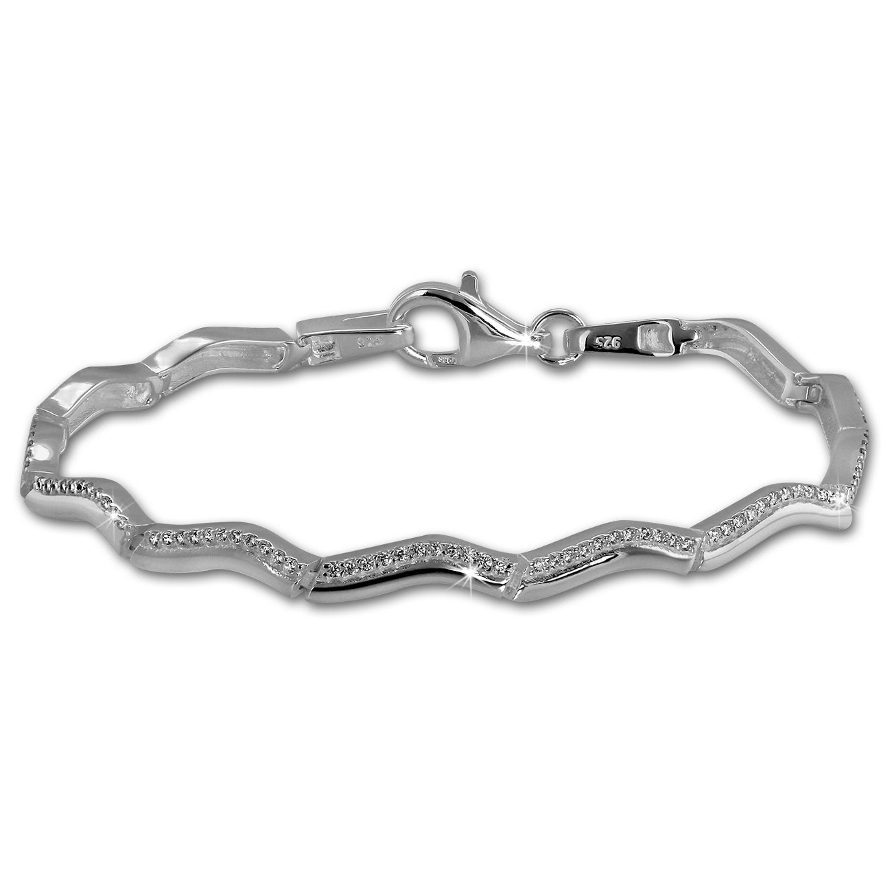 SilberDream Armband Welle Zirkonia weiß 925er Silber 18,5cm Damen SDA461W