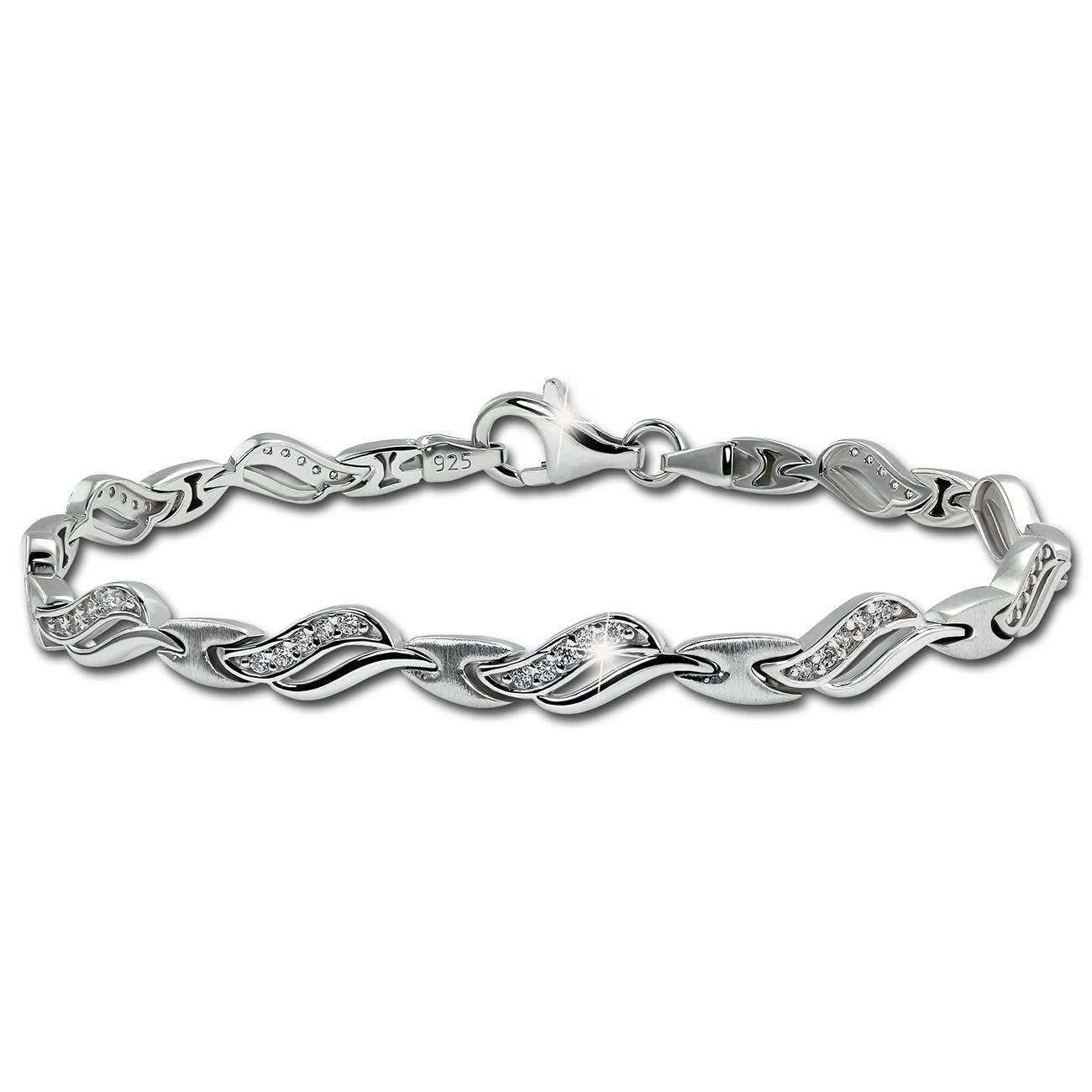 SilberDream Armband Wave Zirkonia weiß 925er Silber 18,5cm Damen SDA4807W