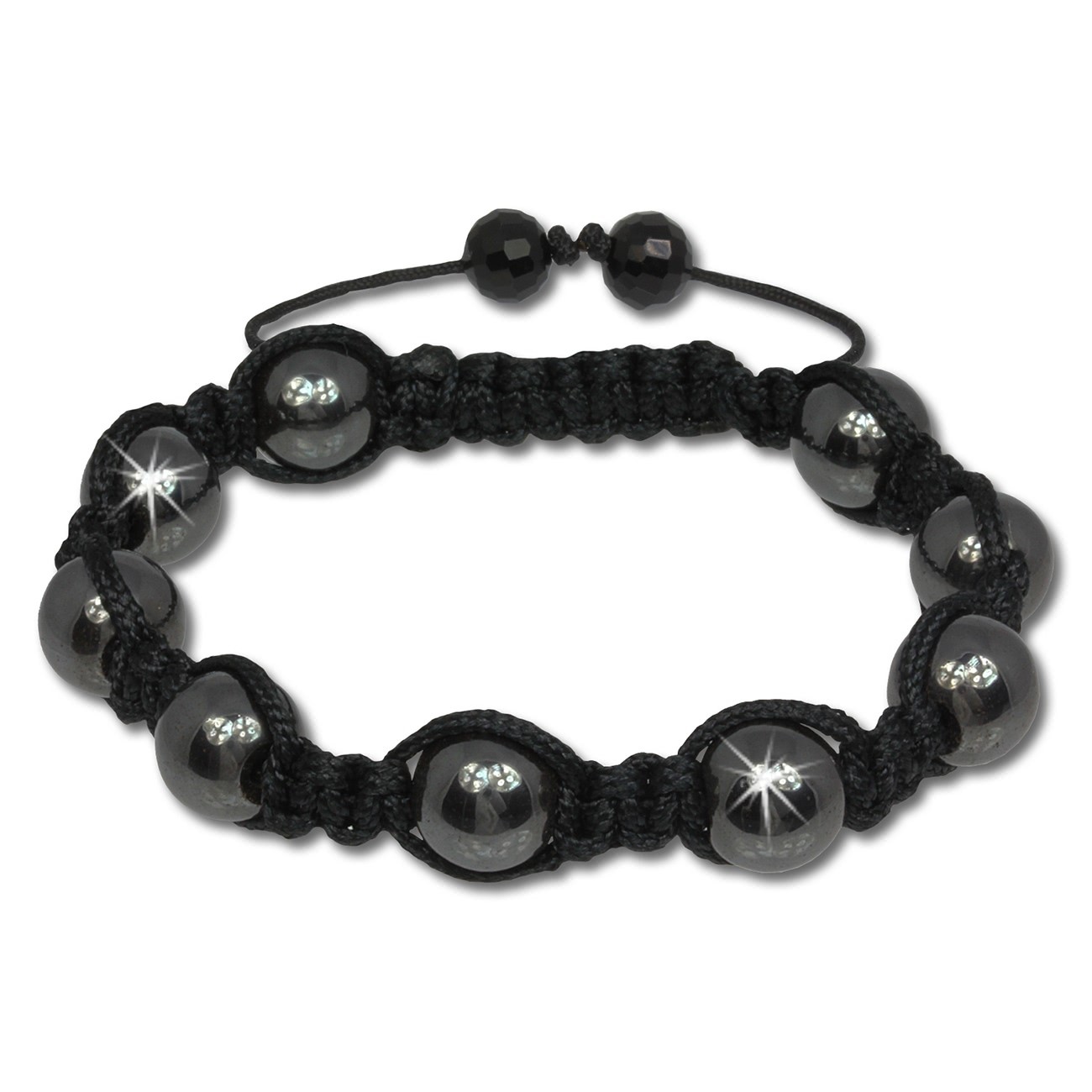 SilberDream Shamballa Armband Hämatit schwarz aus Stein Kugeln SDA919