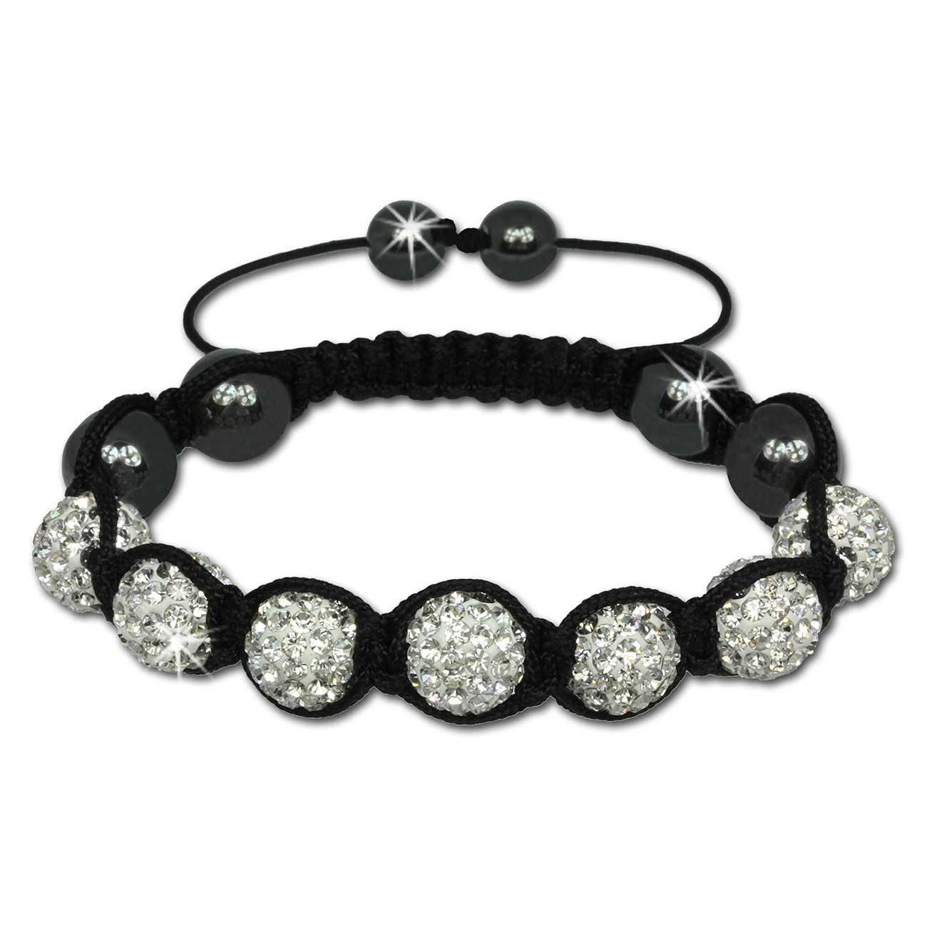 SilberDream Shamballa Armband Zirkonia weiß 7 Glitzer Kugeln SDA923