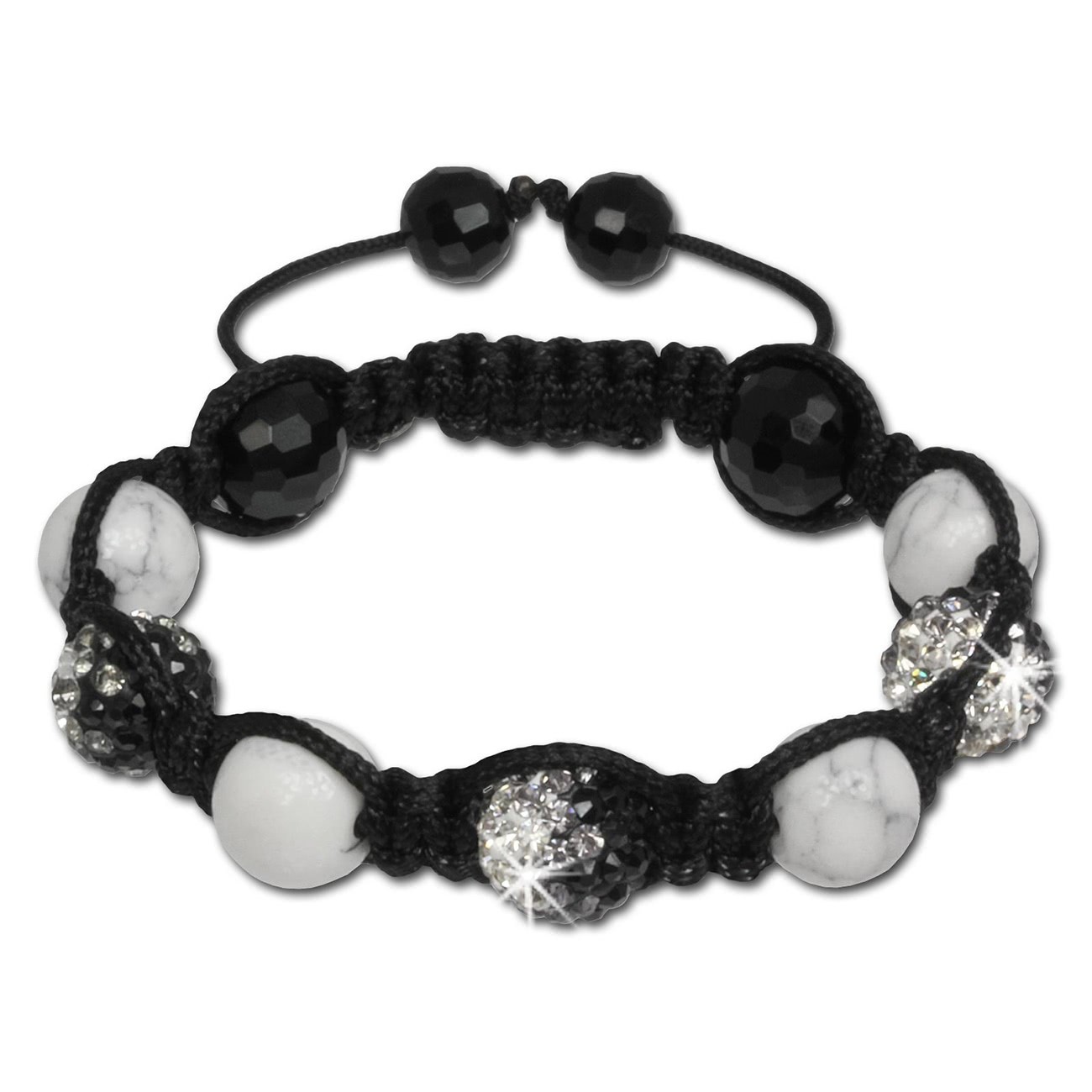 SilberDream Shamballa Armband Zirkonia Kugeln weiß/schwarz SDA929