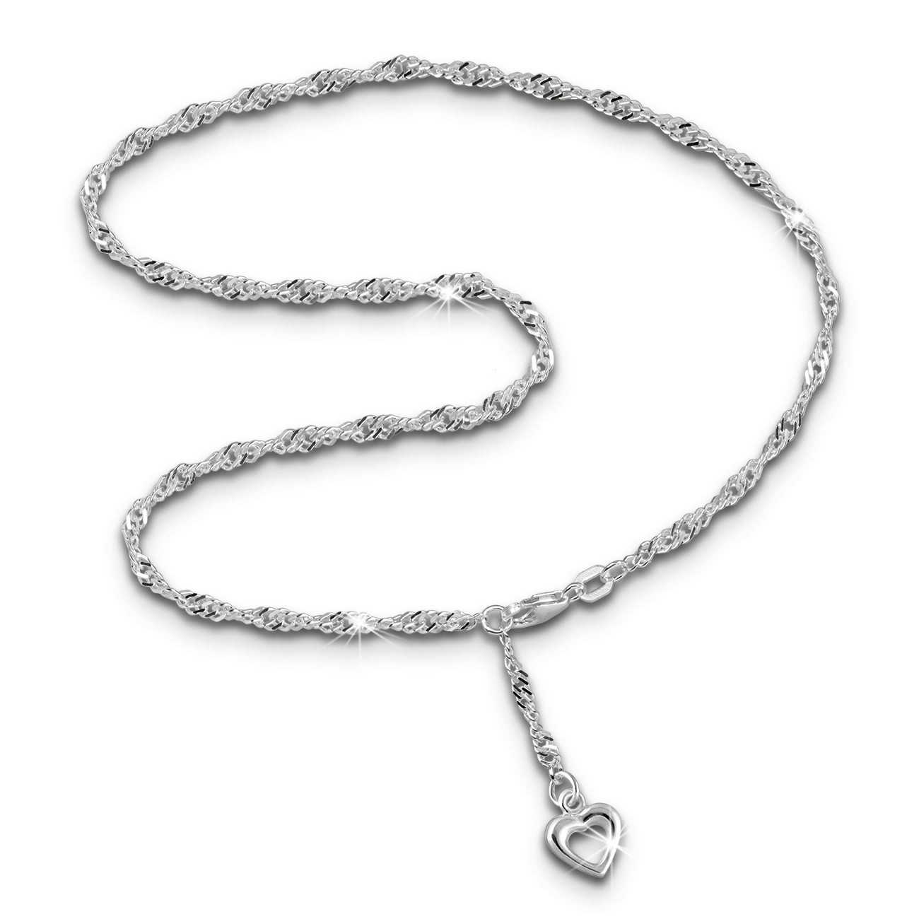 SilberDream Fußkette Herz 25cm Damenschmuck 925er Silber SDF0345J