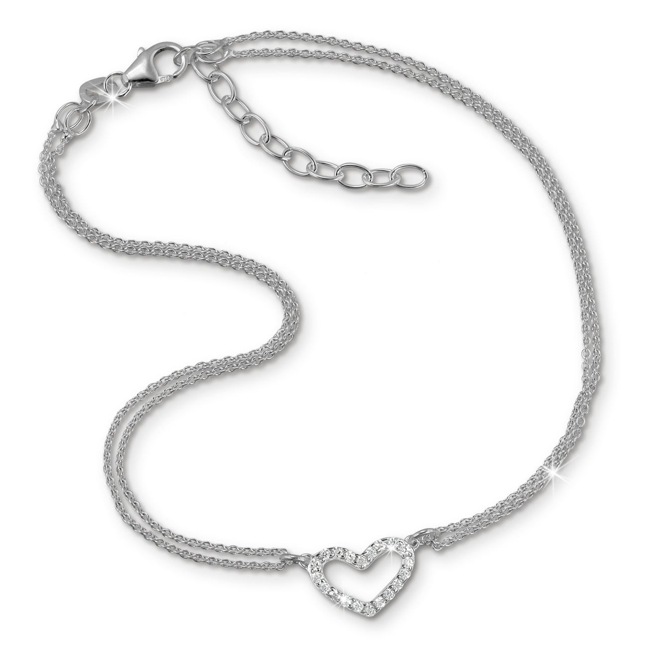 SilberDream Fußkette Herz Zirkonia weiß 27cm Damenschmuck 925er Silber SDF0383J