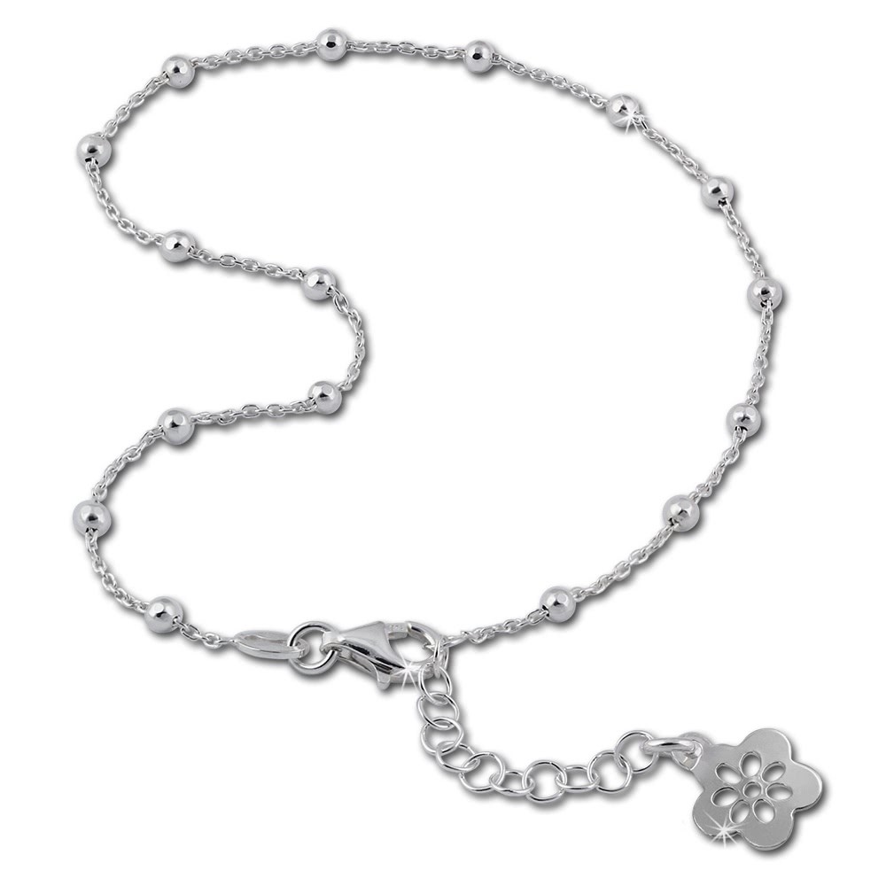 SilberDream Fußkette Blume offen 26cm 925 Sterling Silber SDF2156