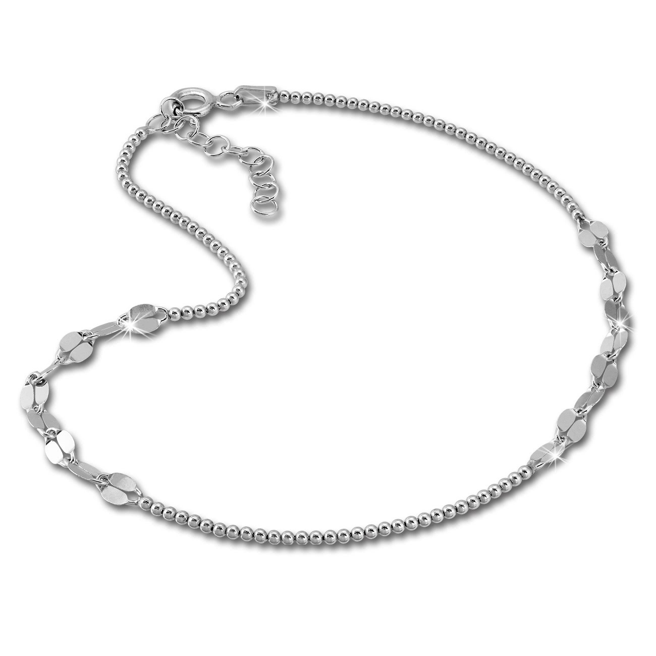 SilberDream Fußkette Plättchen 27cm 925 Sterling Silber SDF2184J