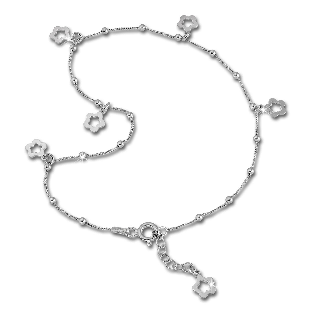 SilberDream Fußkette Blümchen 27cm 925 Sterling Silber SDF2194J