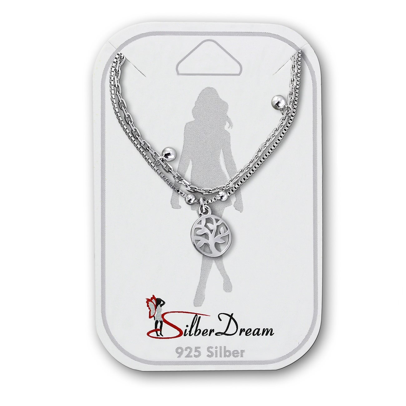 SilberDream Fußkette Lebensbaum 25cm 925 Sterling Silber SDF5215J