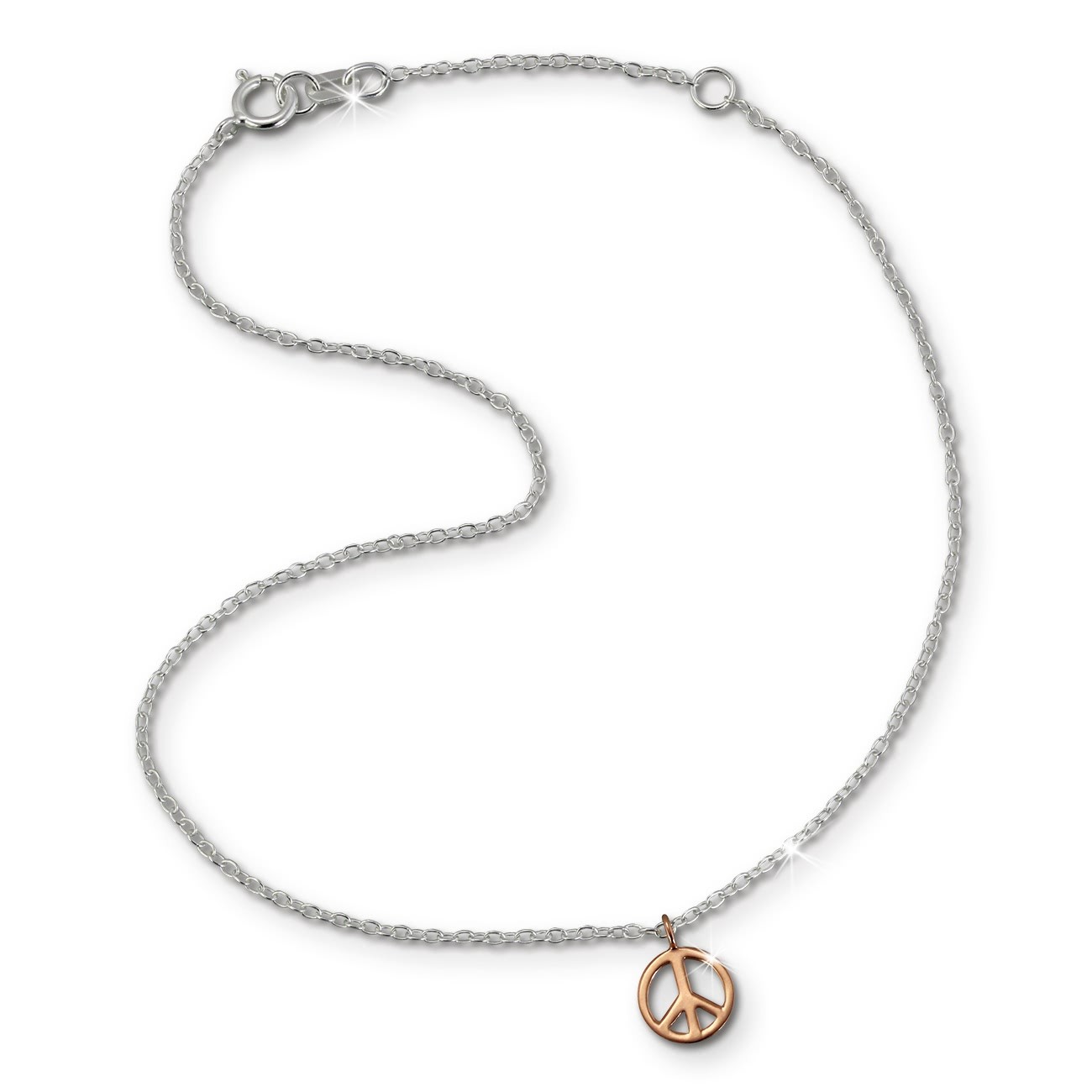 SilberDream Fußkette Peace rose vergoldet 925er Sterling Silber SDF8001E