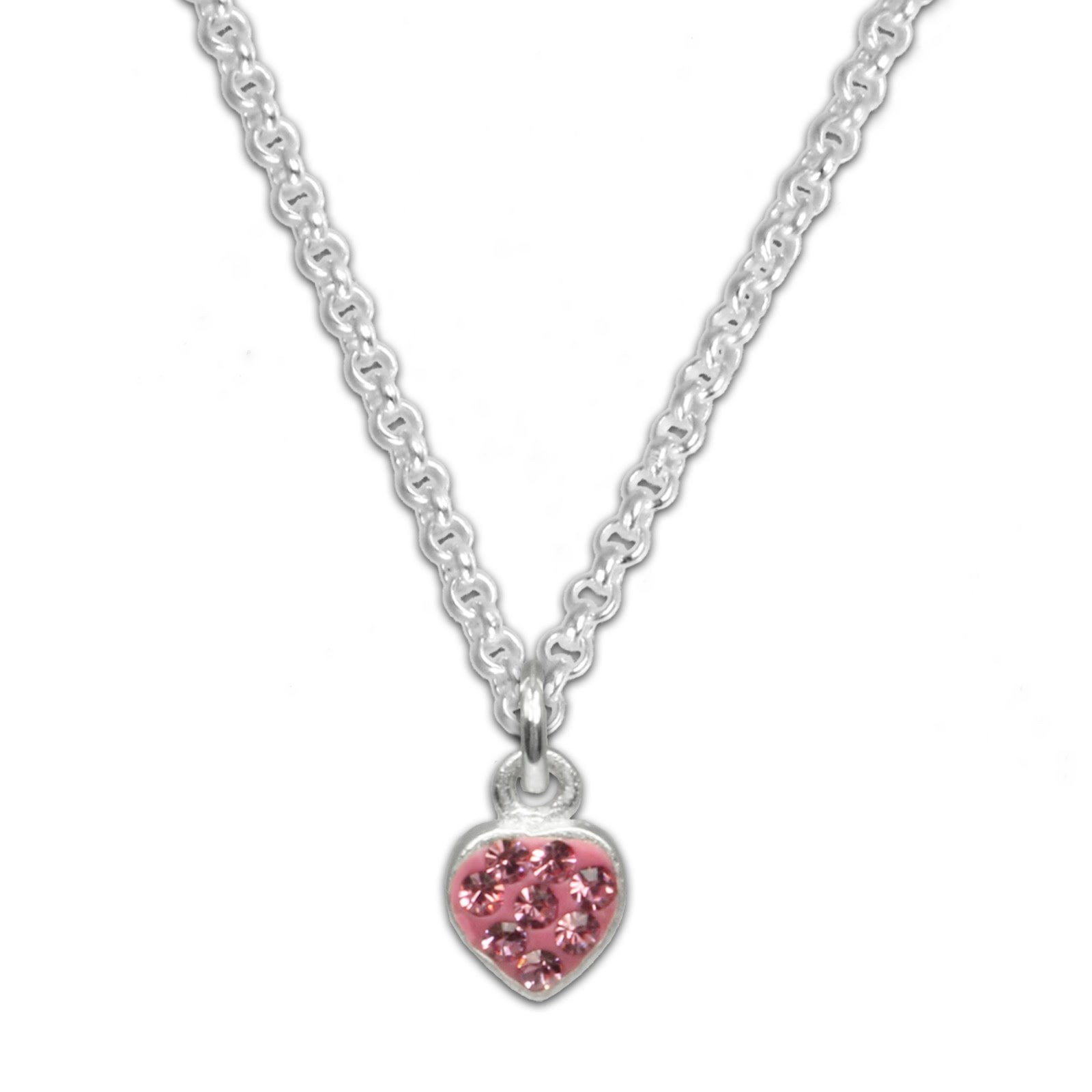 Teenie-Weenie Kinder-Kette Herzchen pink 40cm Zirkonia 925 Silber SDK01940