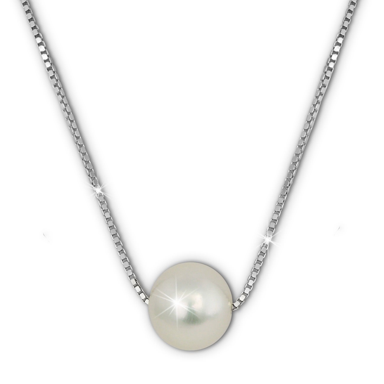 SilberDream Halskette Süßwasser Perle weiß 925 Sterling Silber Damen SDK1539W