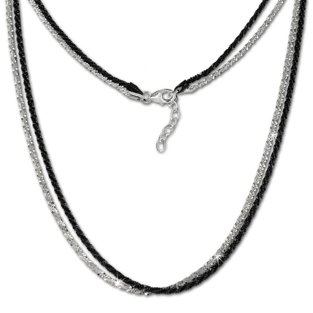 SilberDream Collier Kette gedreht Schwarzrhodium und 925 Silber 42cm SDK23342S