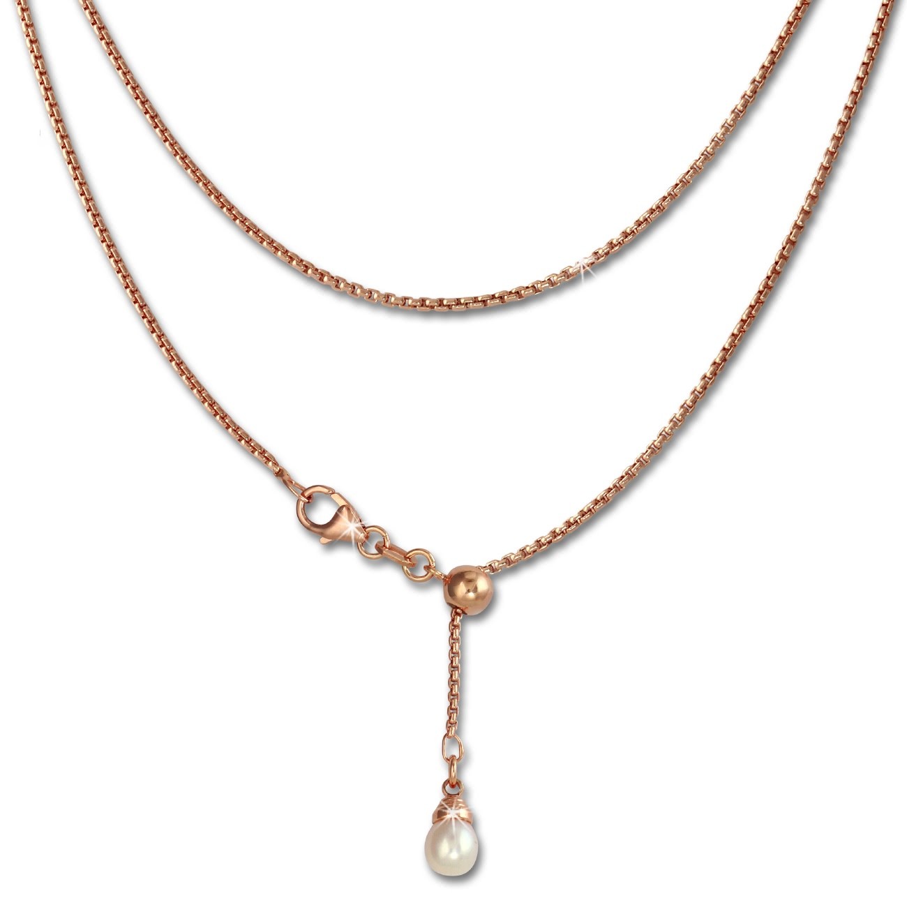 SilberDream Collier Kette Perle rose vergoldet 925er Silber 45cm SDK23545E